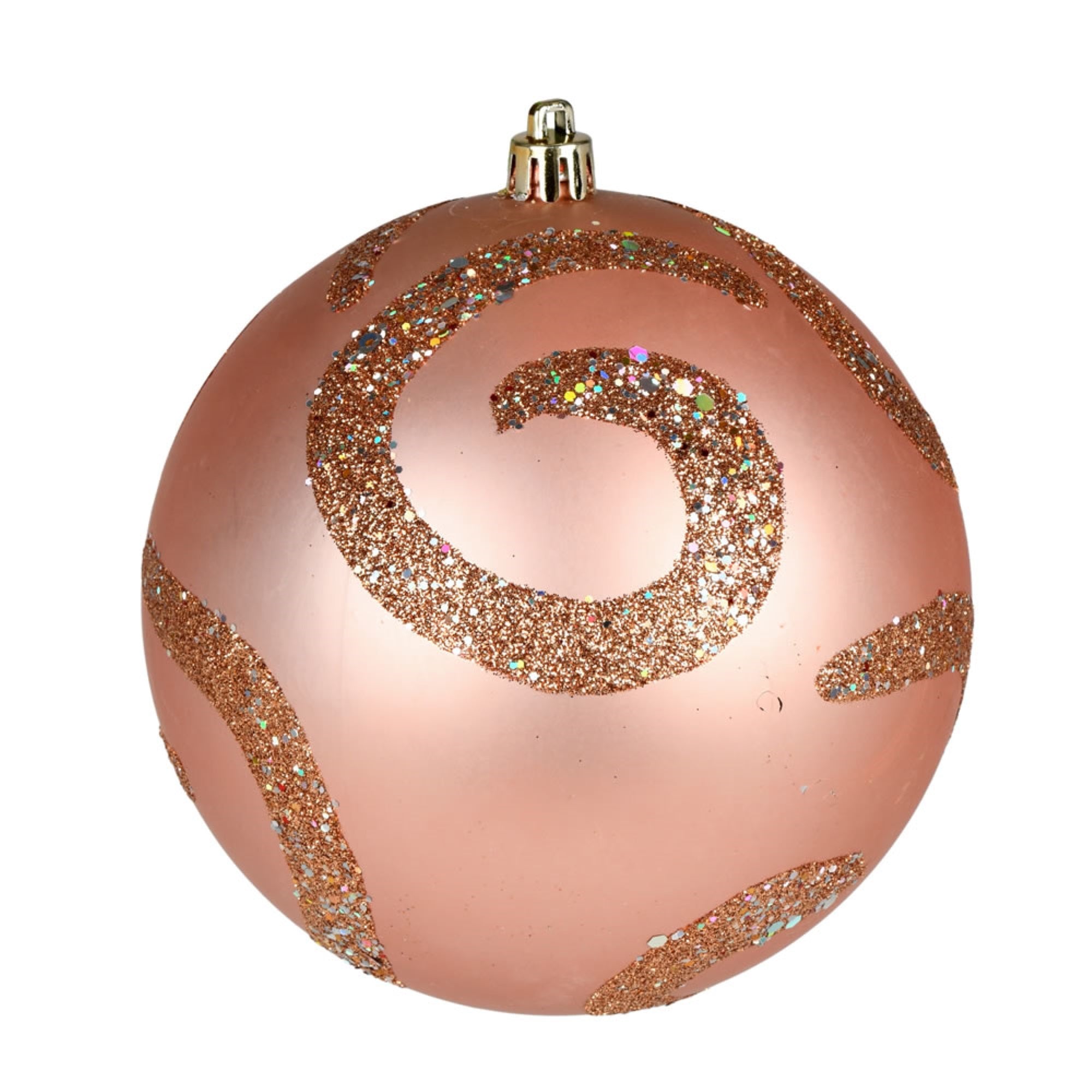 4” Rose Gold Matte Sequin Drill Orn 6/Bg
