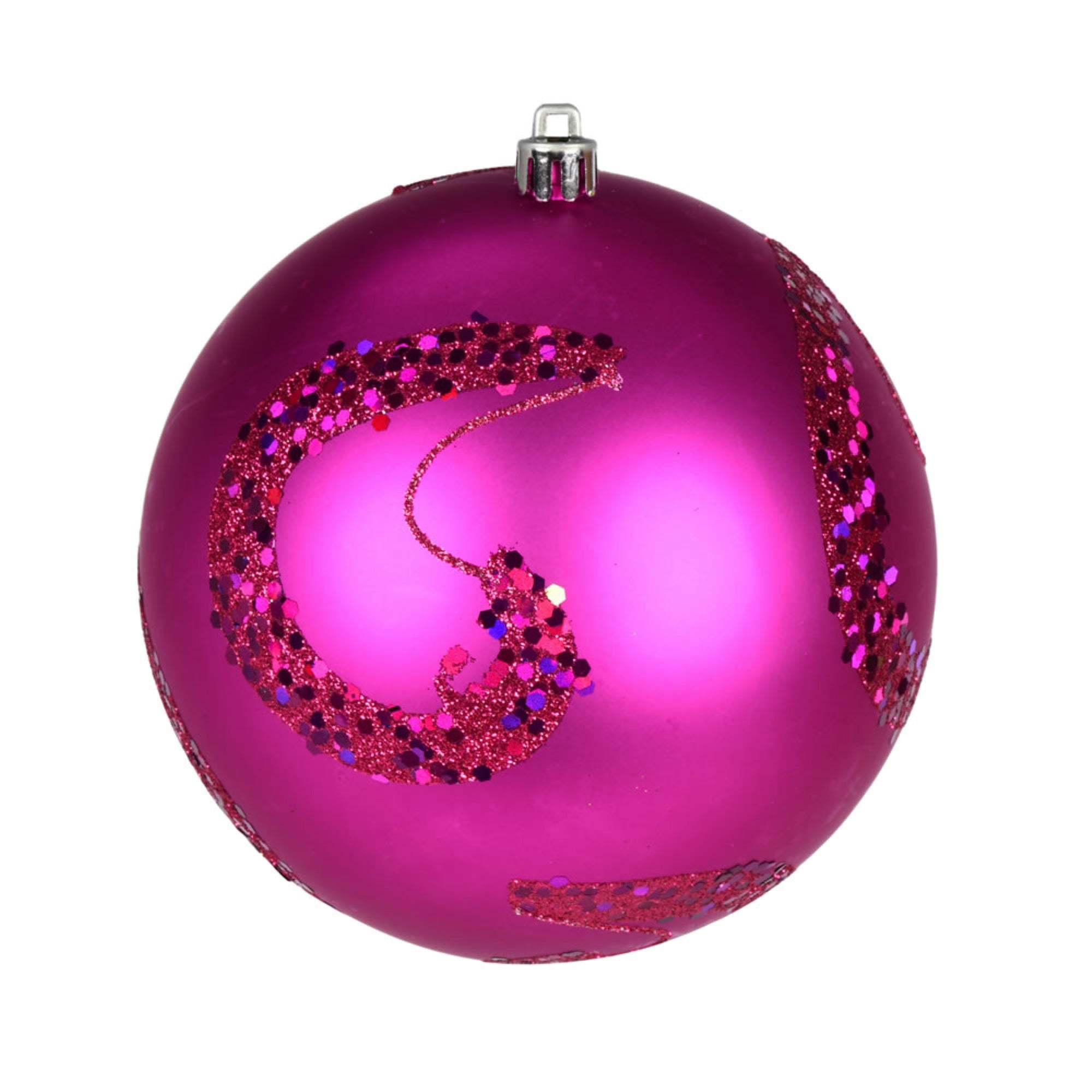 4” Fuchsia Matte Sequin Drill Orn 6/Bg