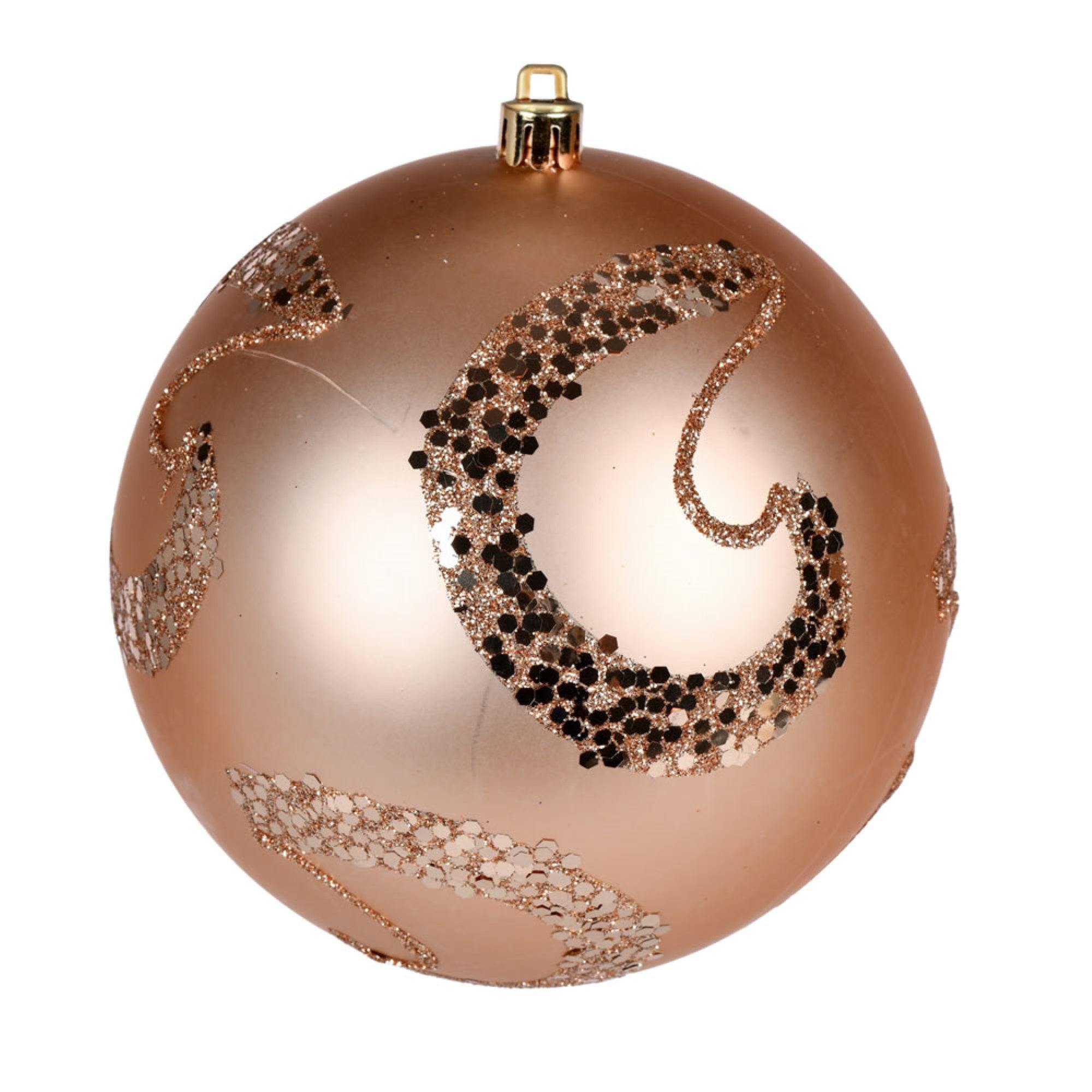 4” Cafe Latte Matte Sequin Dril Orn 6/Bg