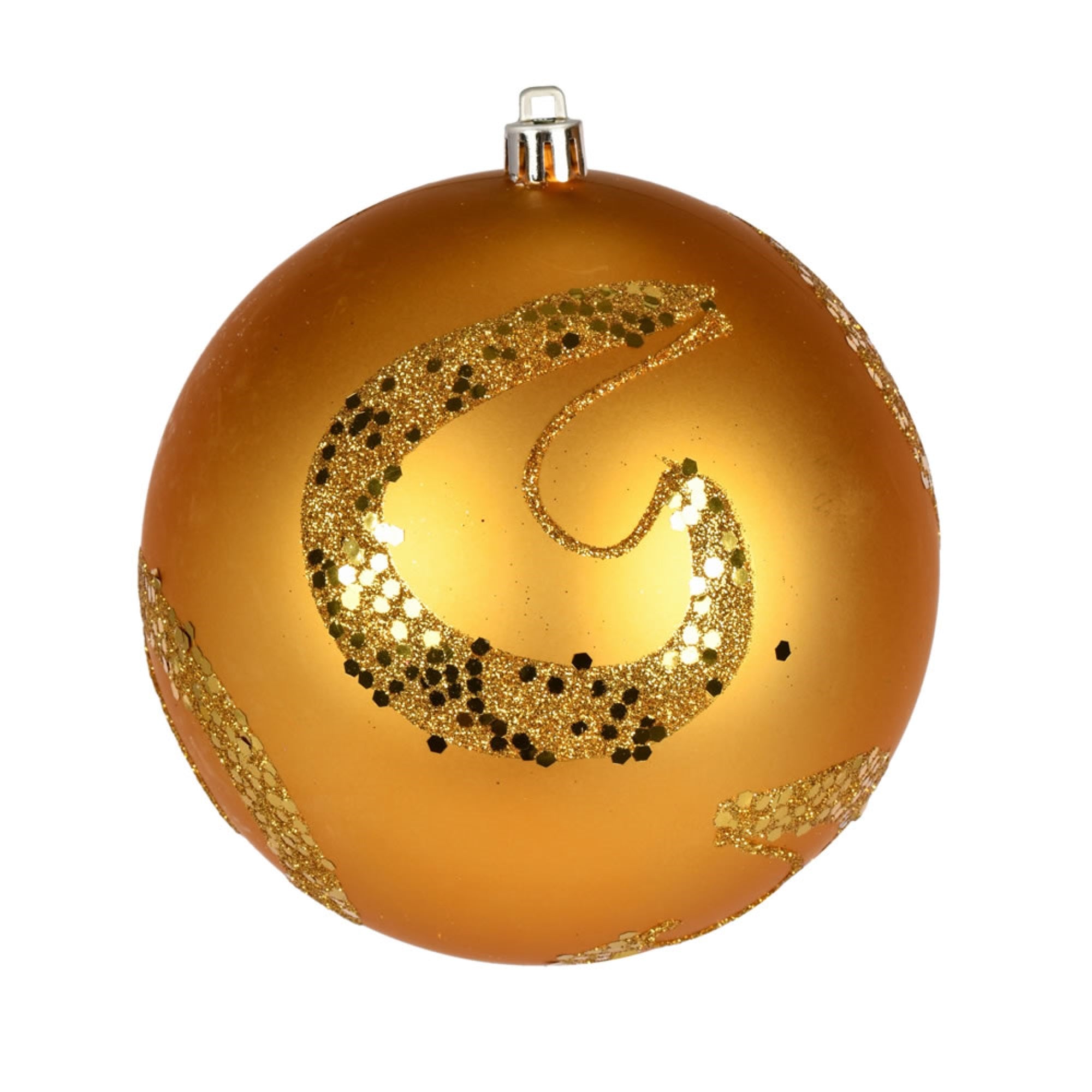 4.75” Honey Gold Matte Sequin Orn 4/Bg