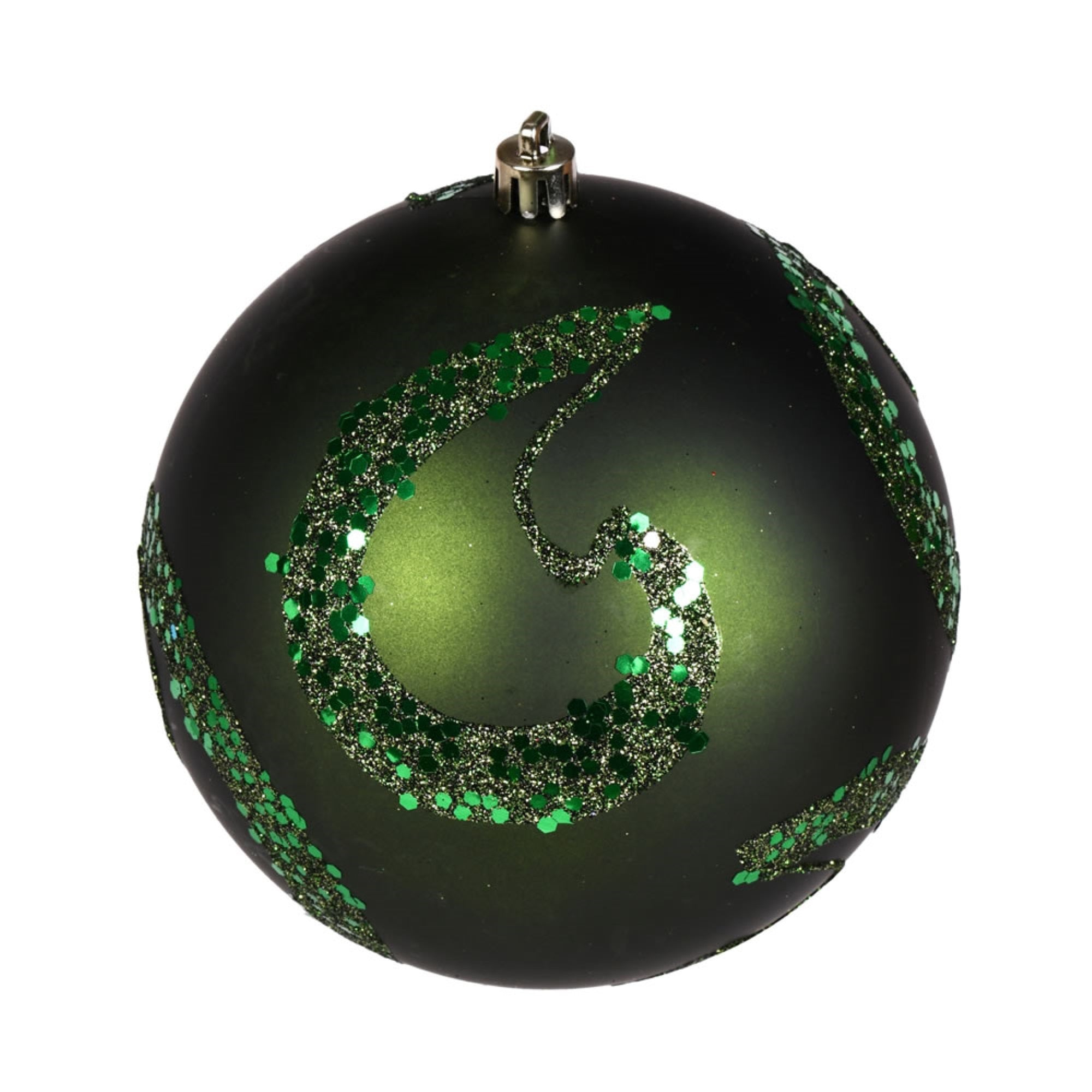 4.75” Moss Green Matte Sequin Orn 4/Bg