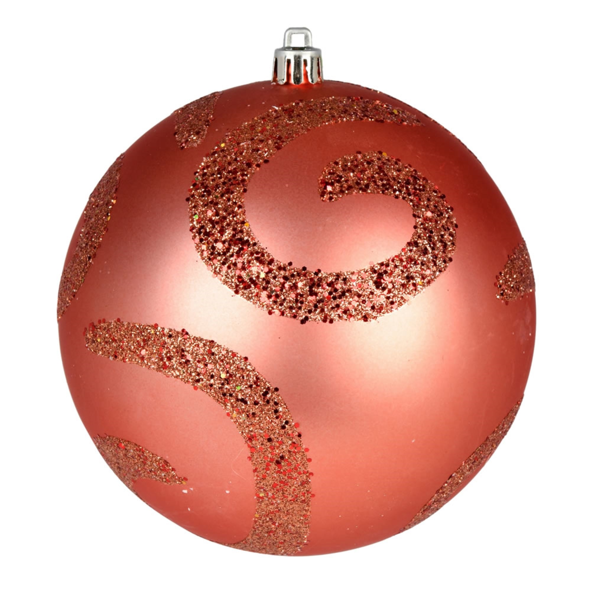 4.75” Coral Matte Sequin Ornamen 4/Bg