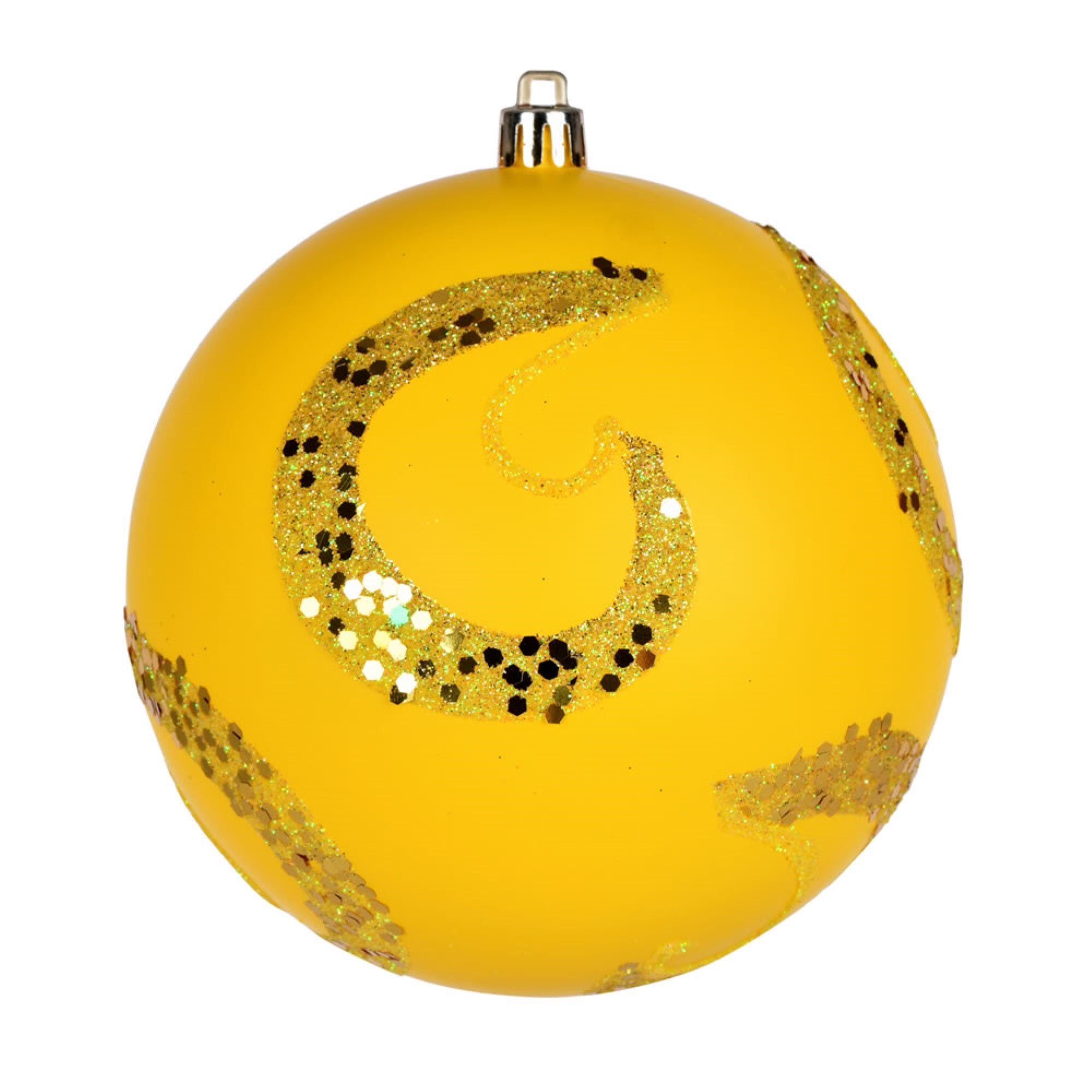 4.75” Yellow Matte Sequin Drill Orn 4/Bg