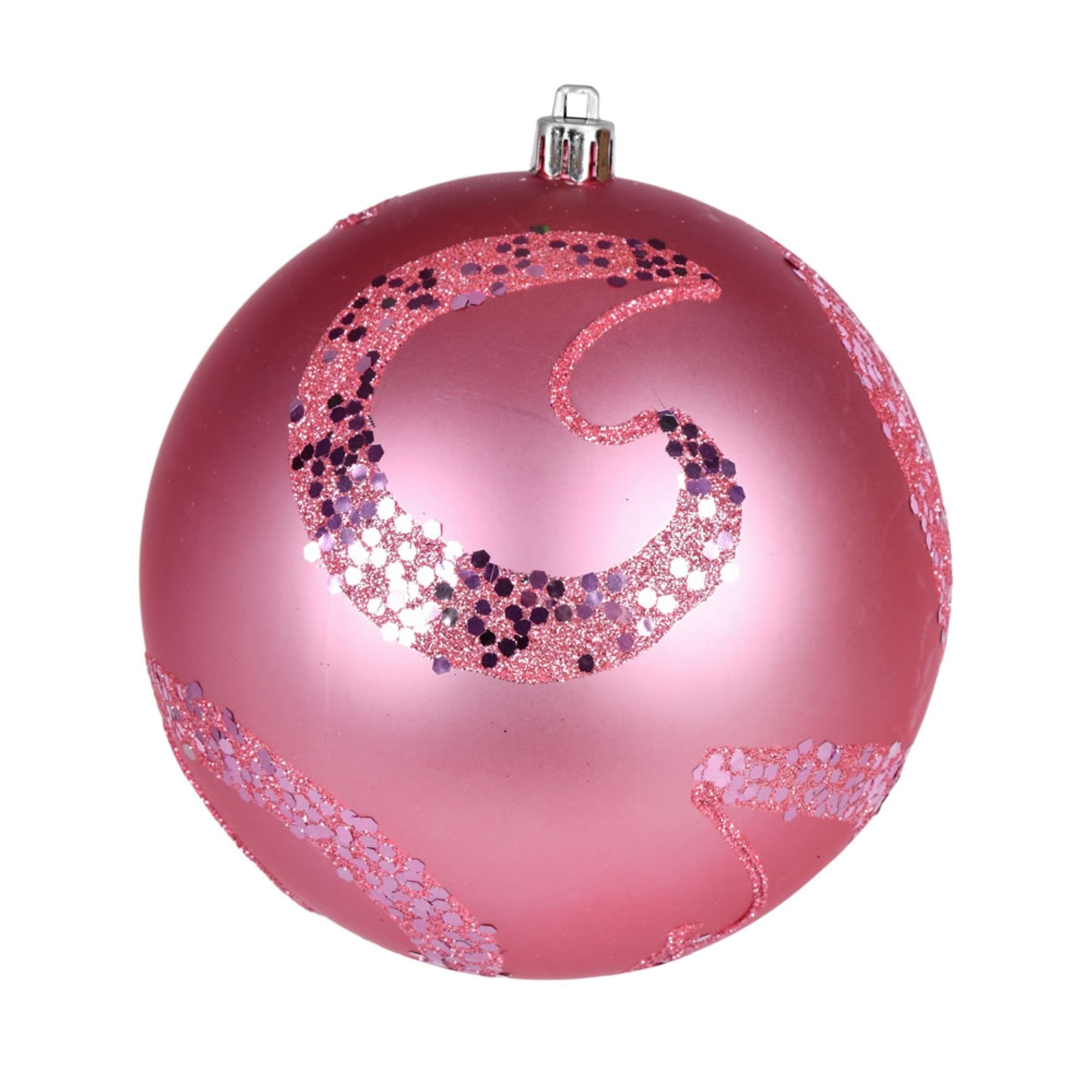 4.75” Pink Matte Sequin Drill Orn 4/Bg
