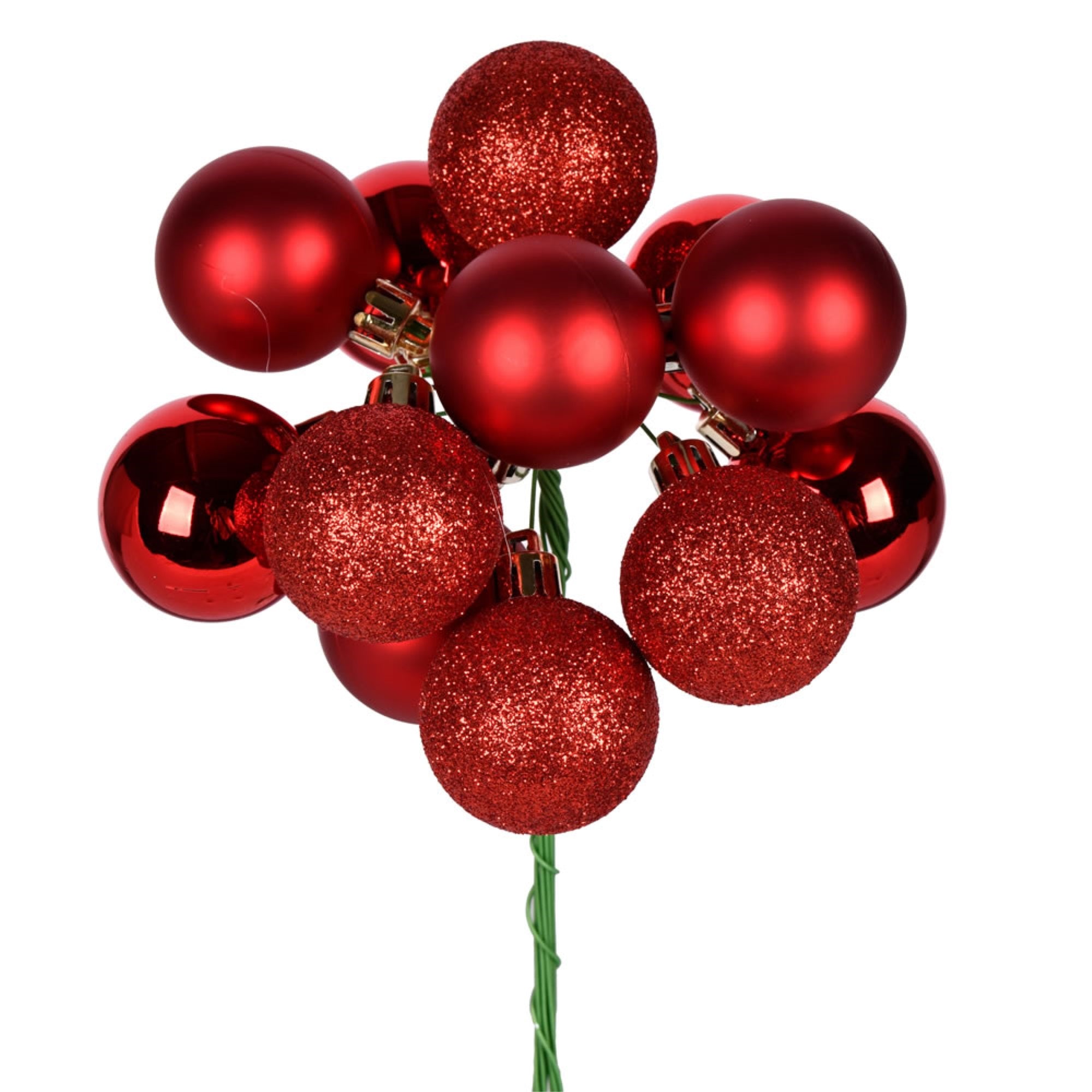 12” Red Ball Ornament Pick 4/Bg
