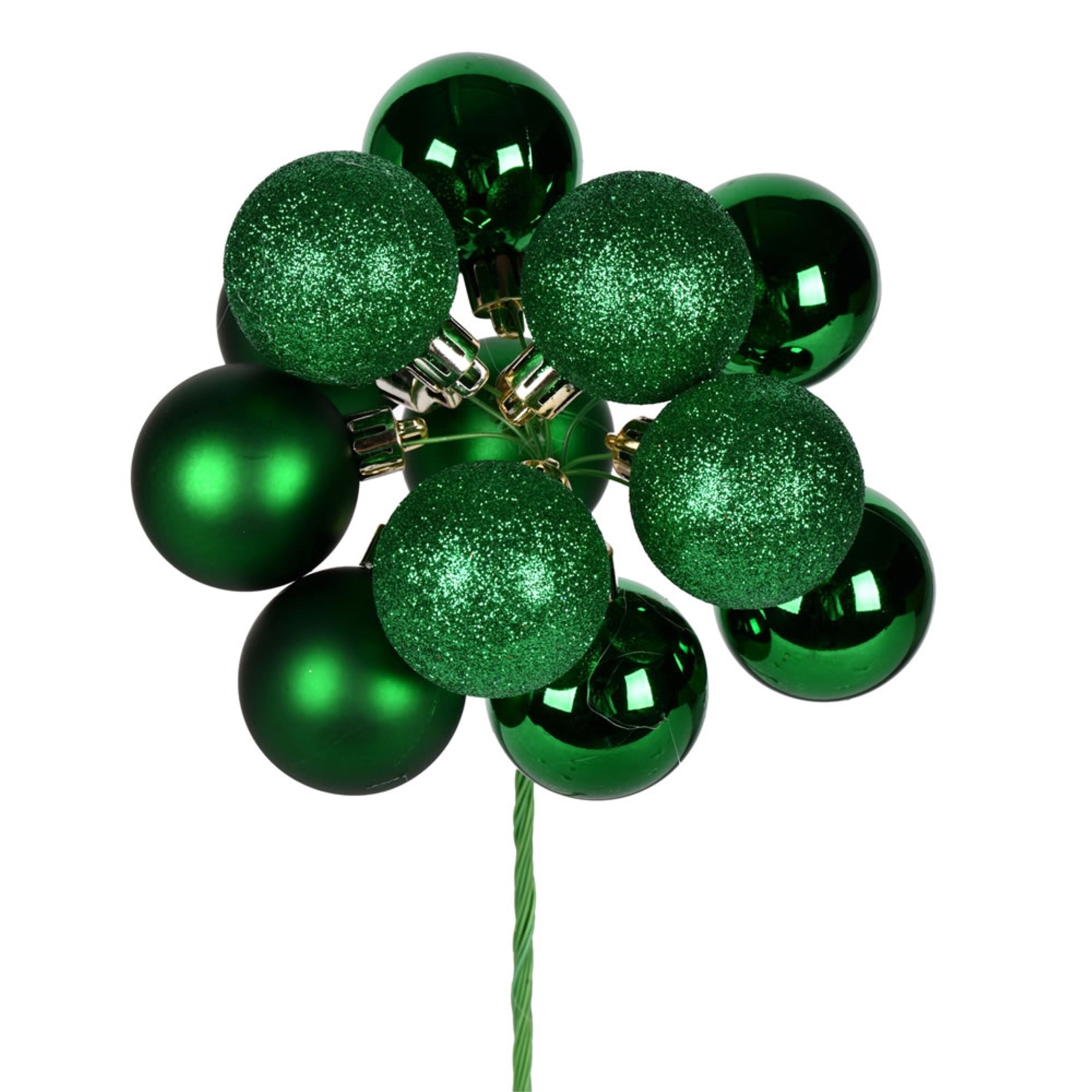 12” Green Ball Ornament Pick 4/Bg