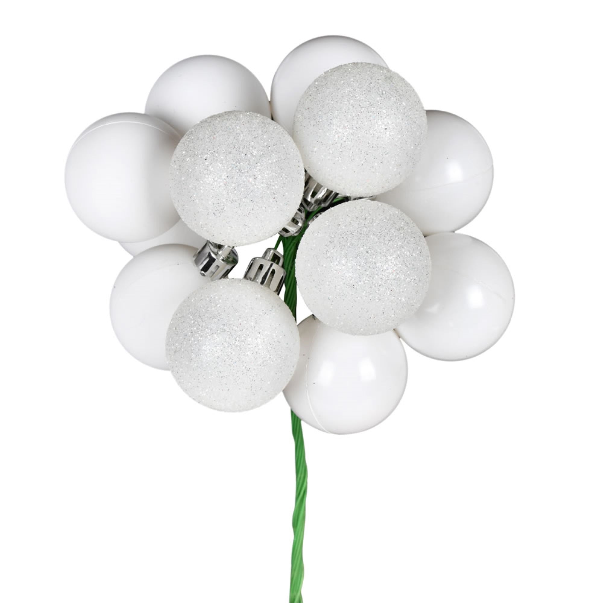 12” White Ball Ornament Pick 4/Bg