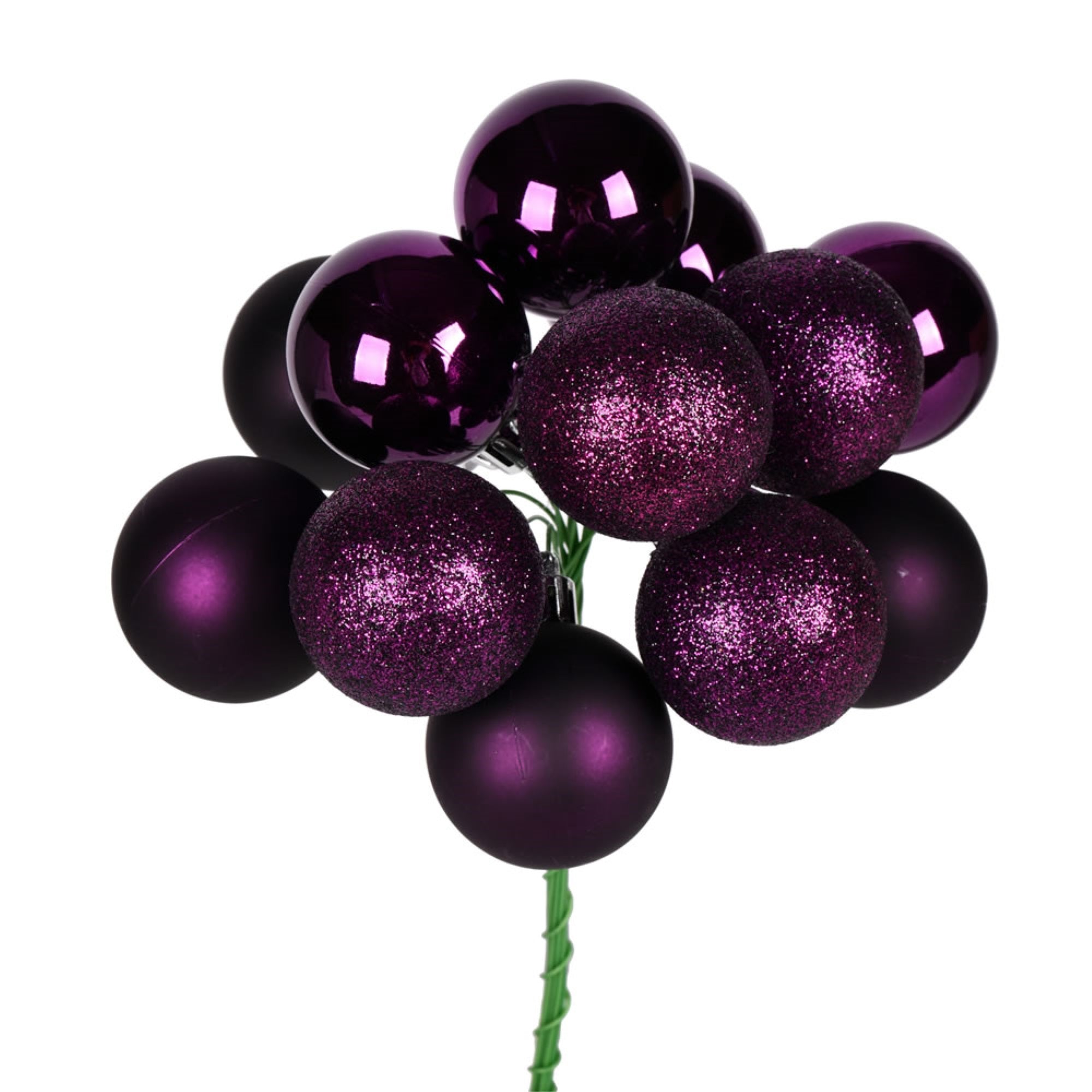 12” Plum Ball Ornament Pick 4/Bg