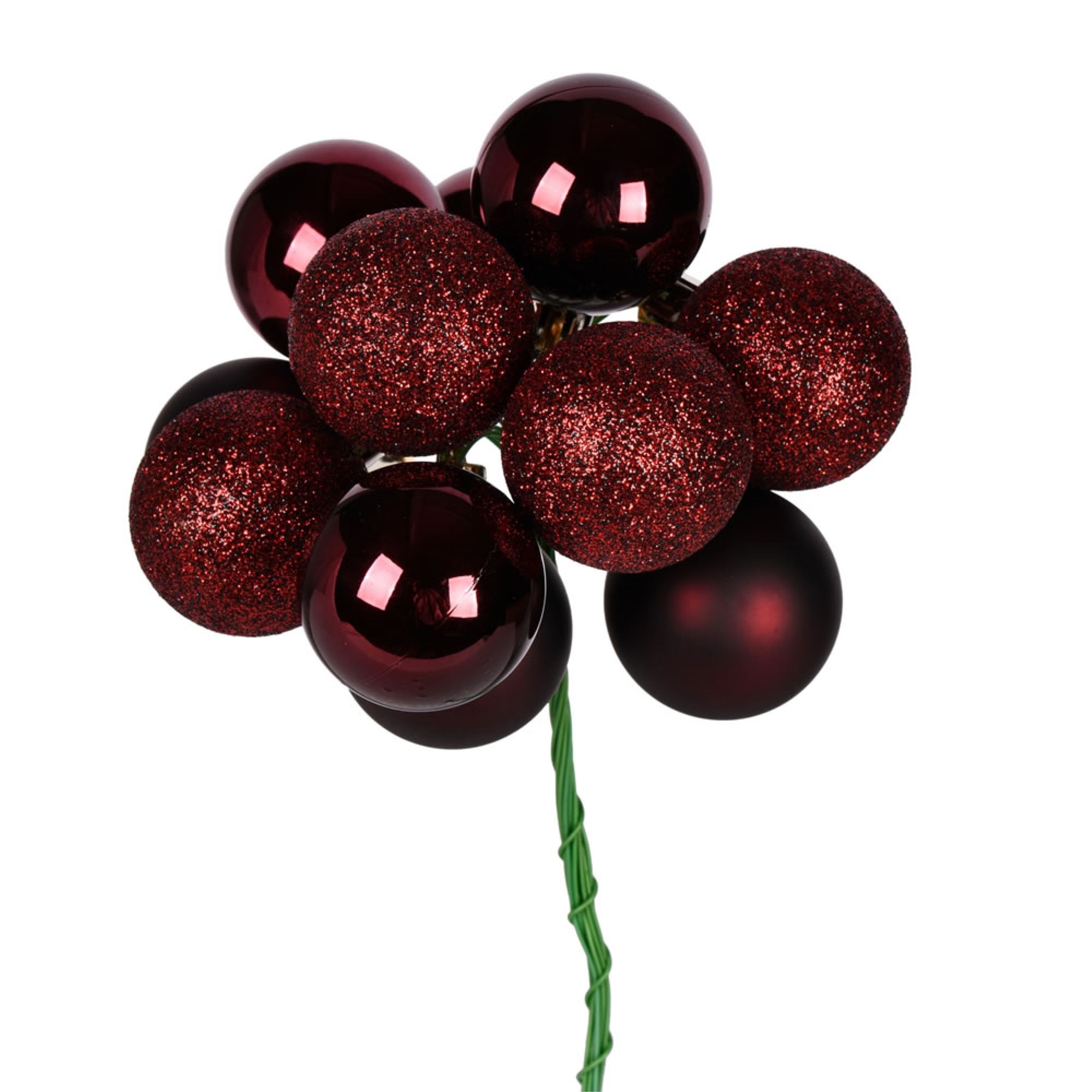 12” Burgundy Ball Ornament Pick 4/Bg