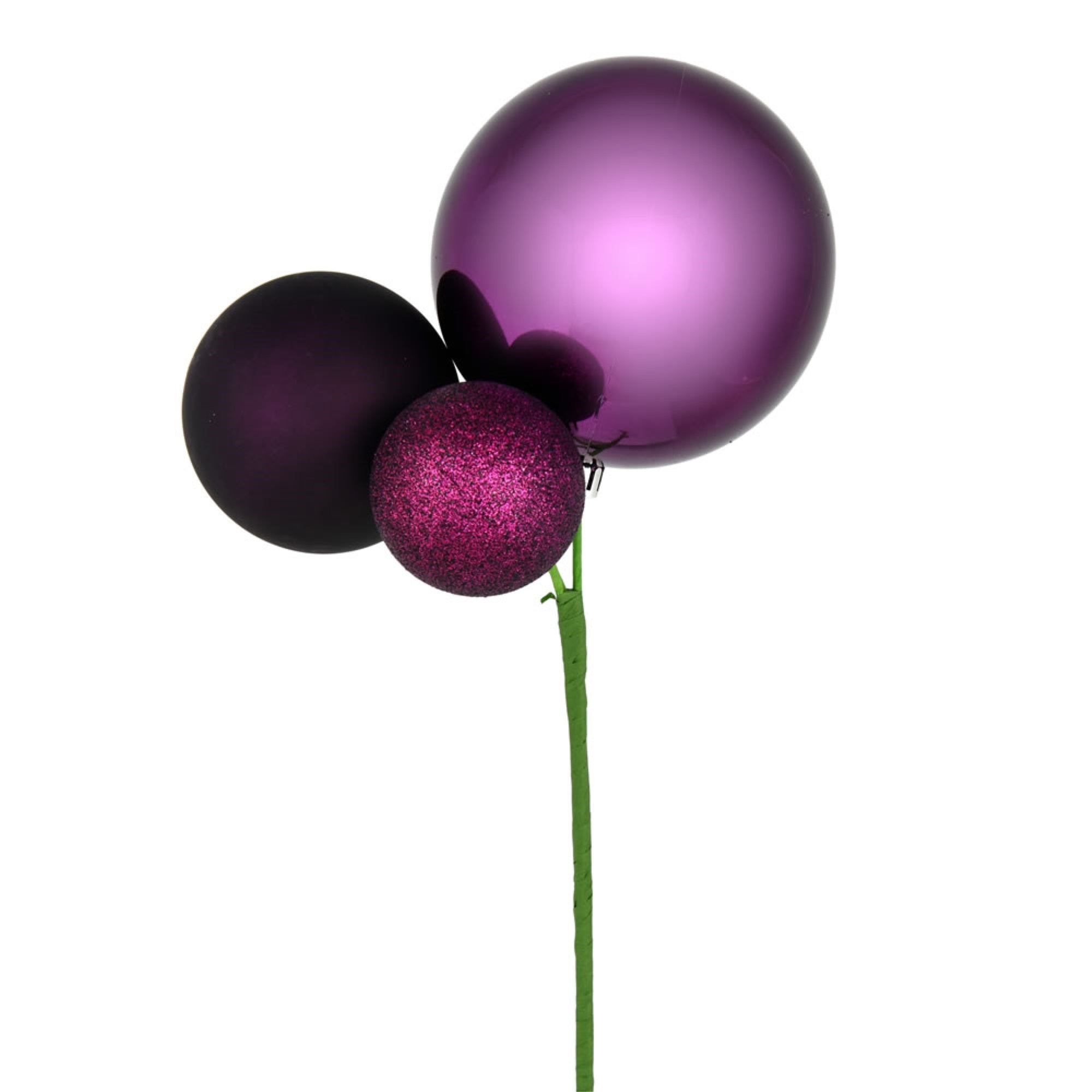 18” Plum Ornament Pick 3/Bg