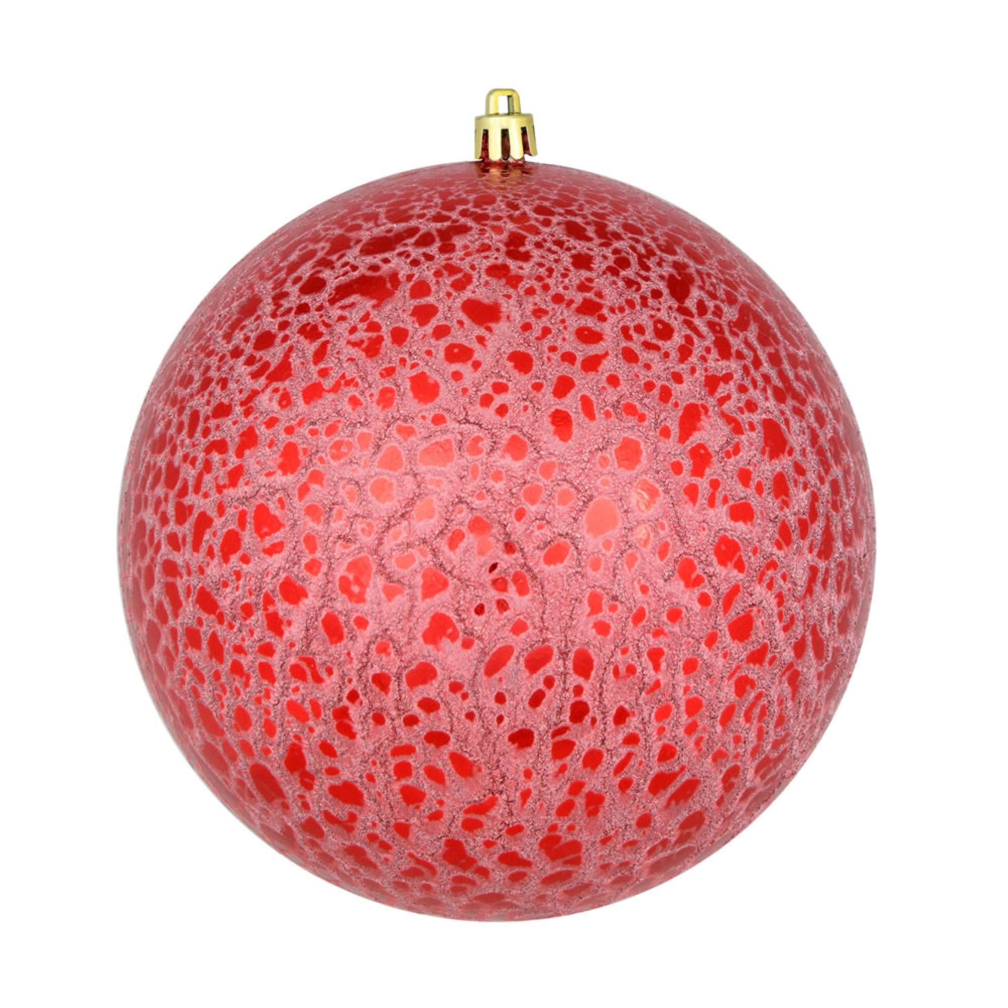 4” Red Crackle Ball Ornament 6/Bag