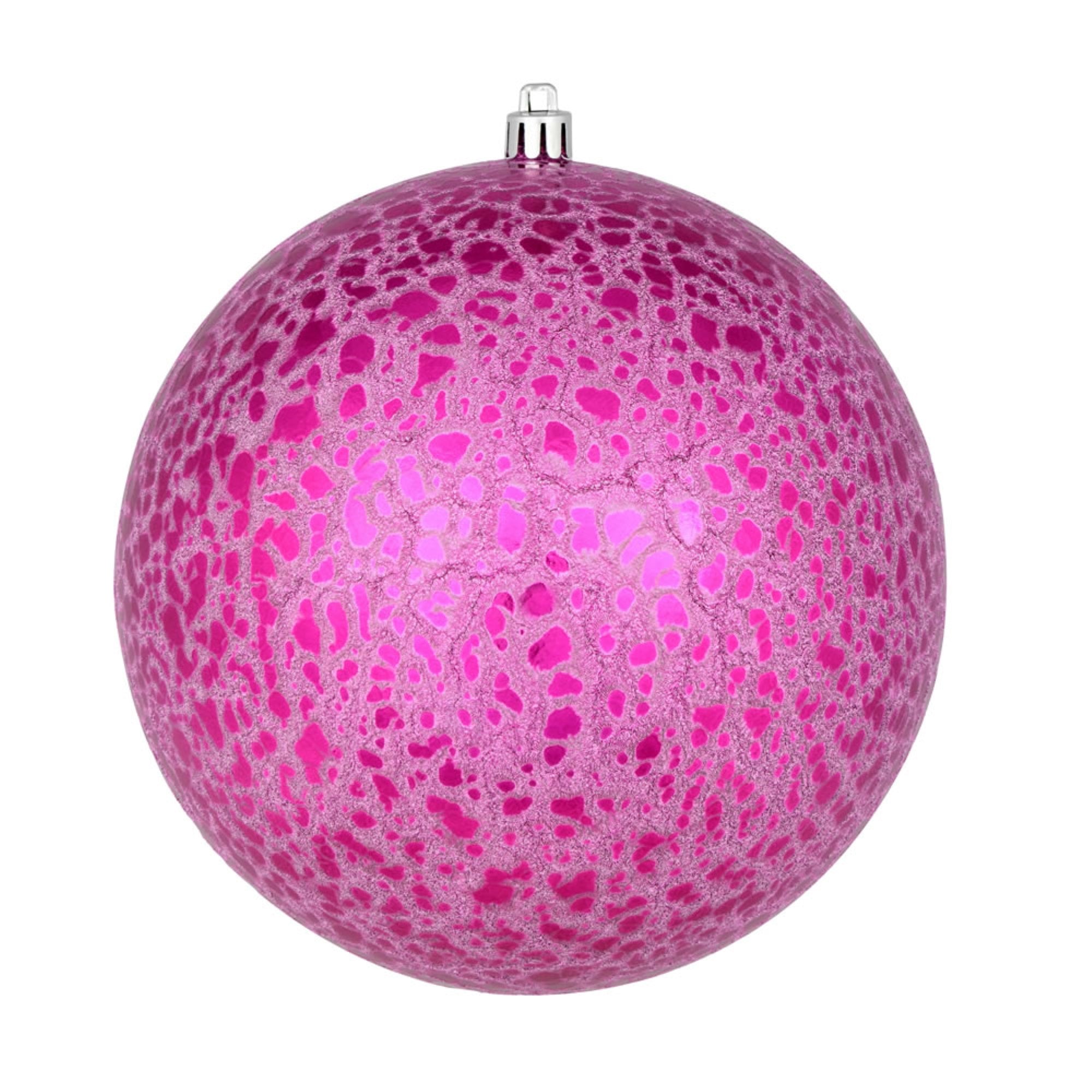 4” Fuchsia Crackle Ball Ornament 6/Bag