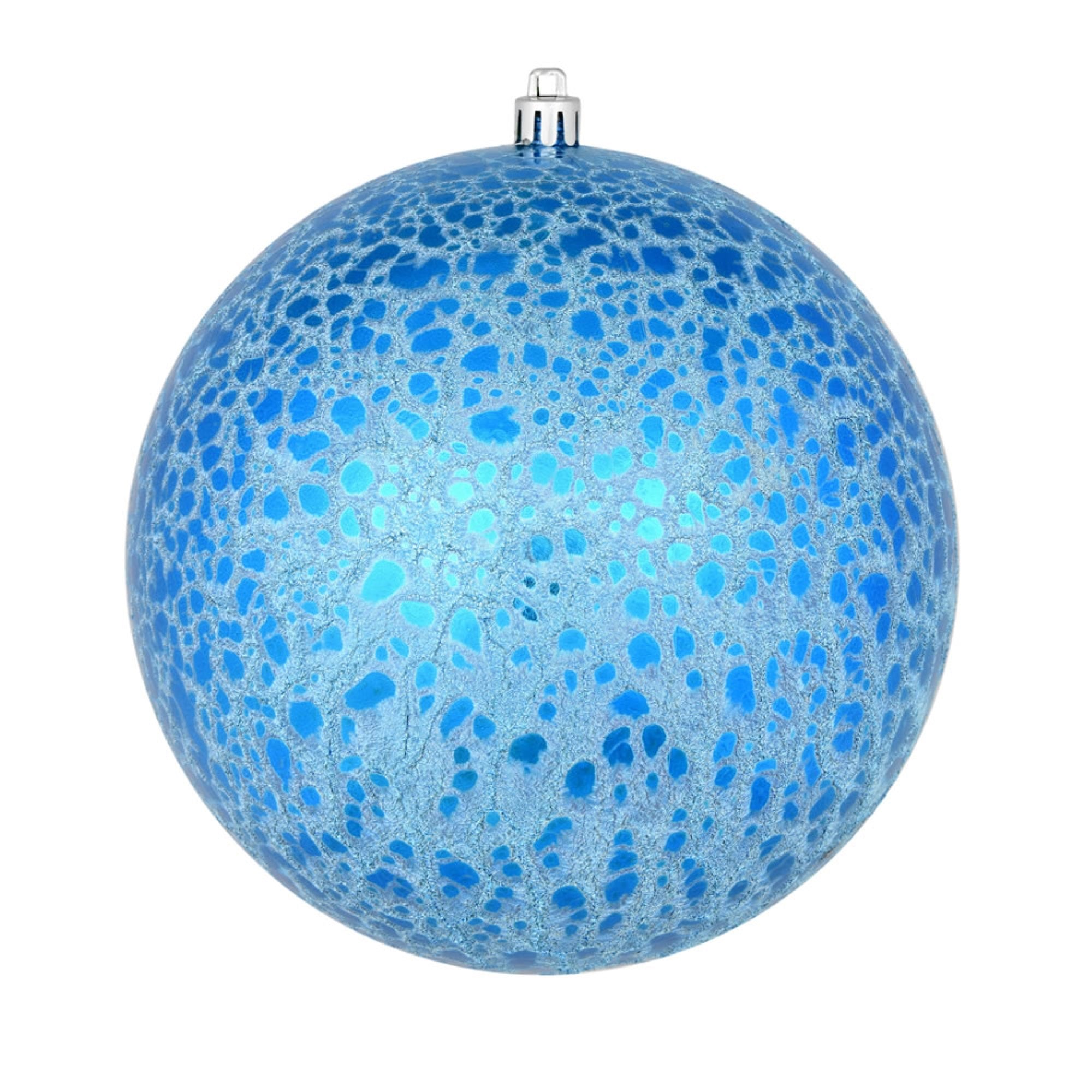 8” Blue Crackle Ball Ornament