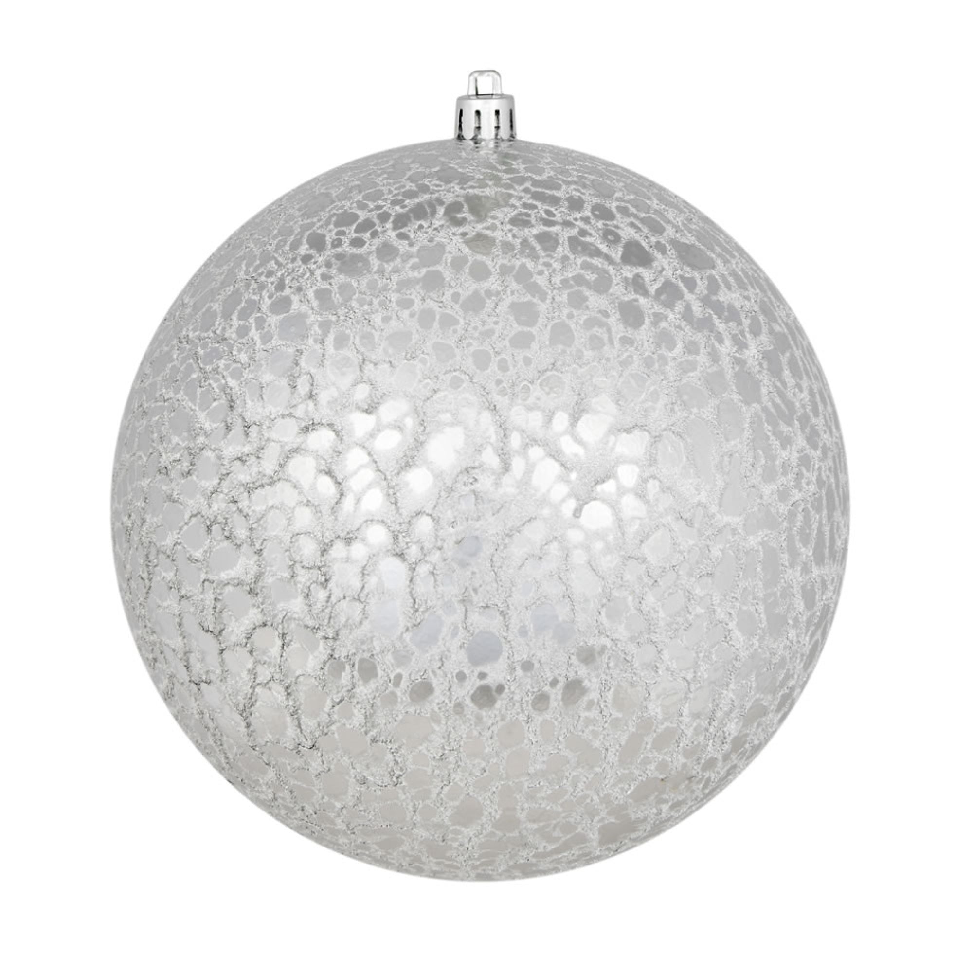 8” Silver Crackle Ball Ornament