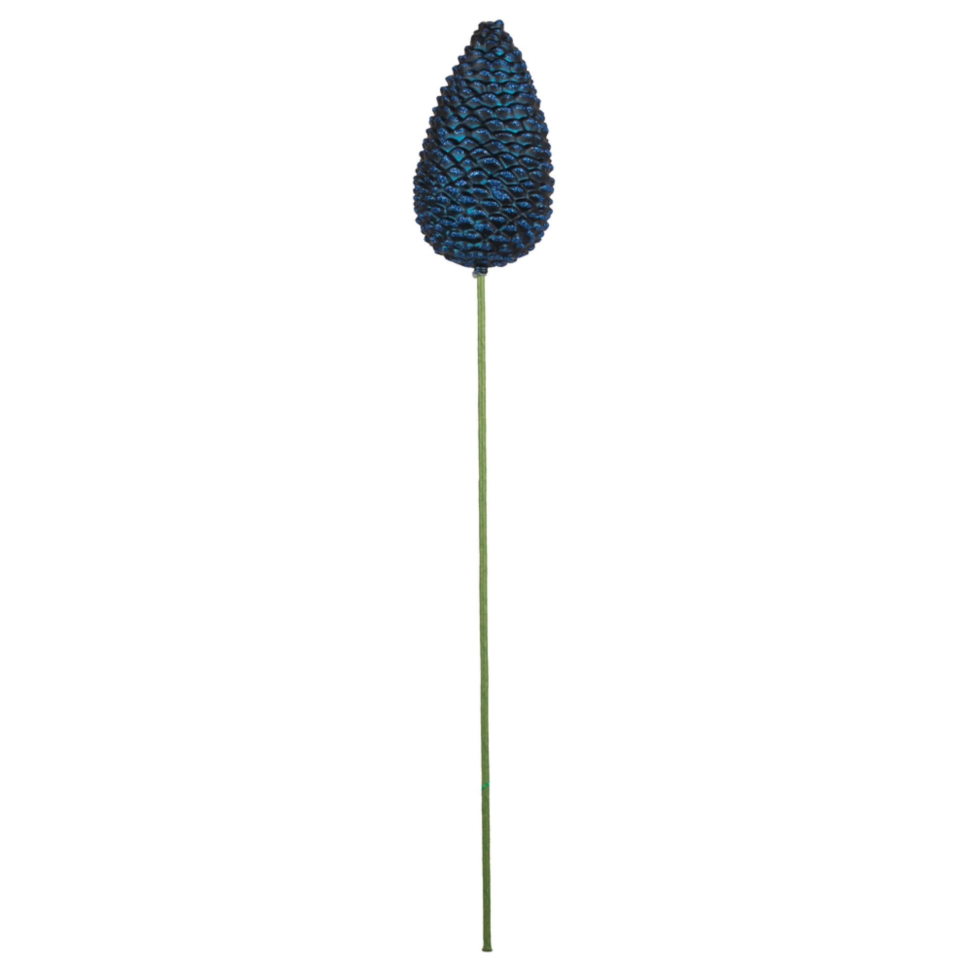 24” MidntBlue Glit Pinecone Stick 4/Bag