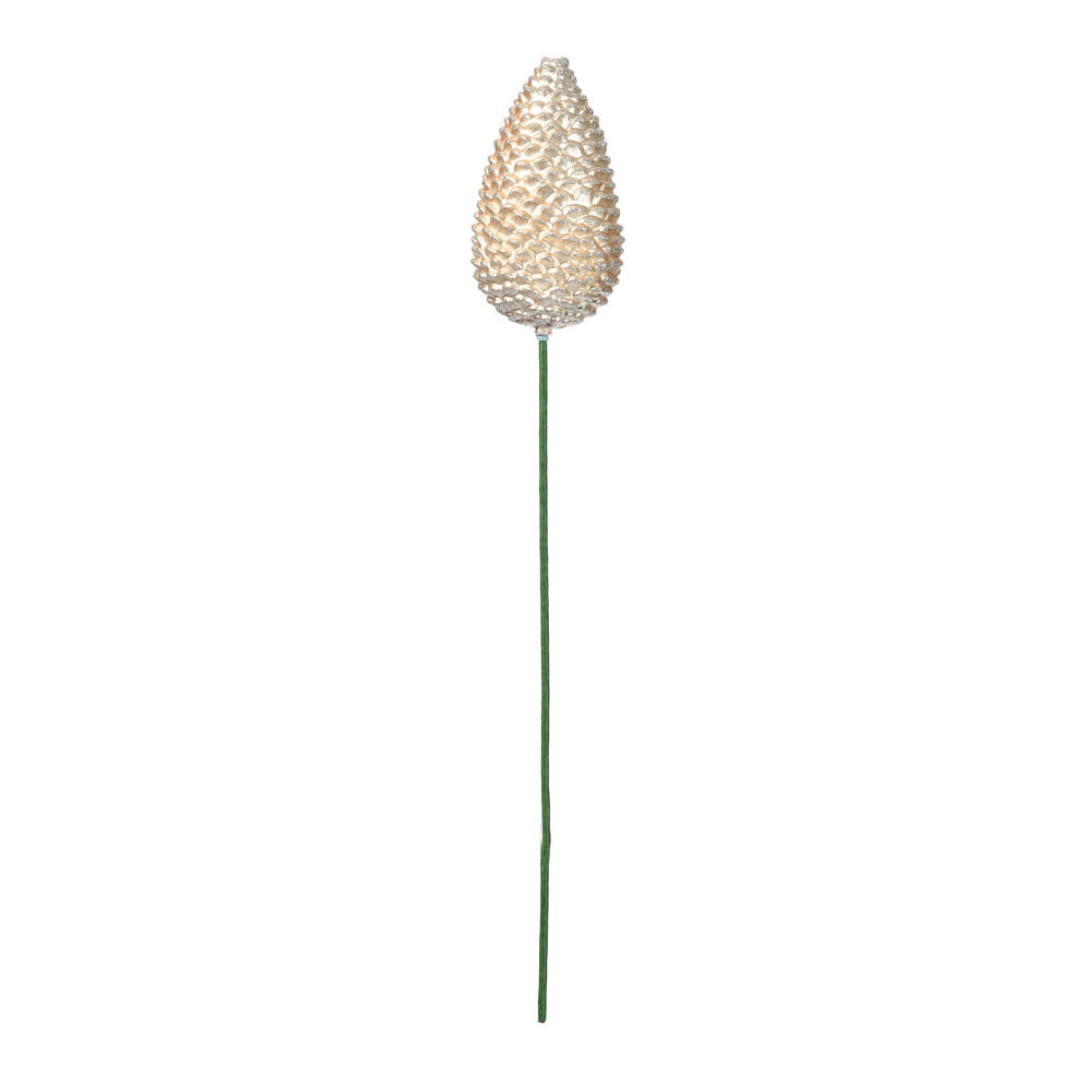 24” Champagne Glitter Pinecone Stick 4Bg