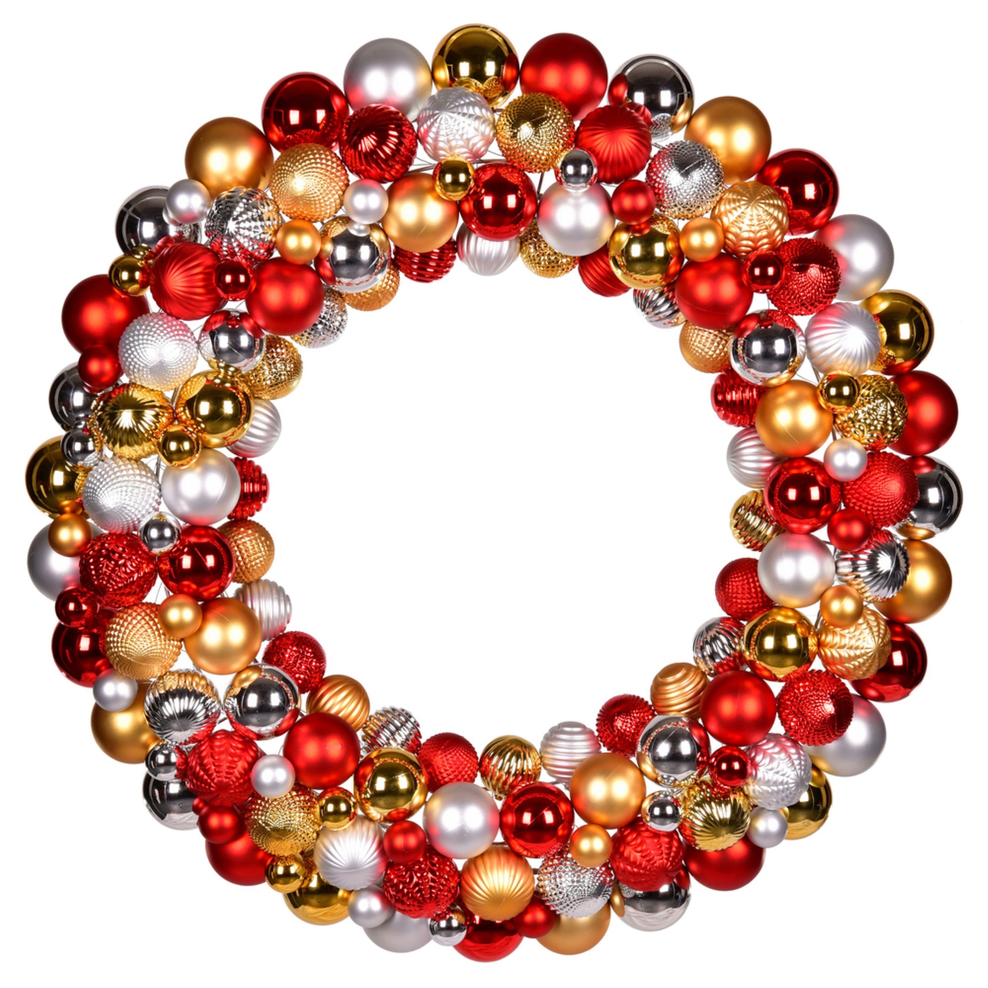 30” Red-Gold-Silver Asst Ornament Wreath