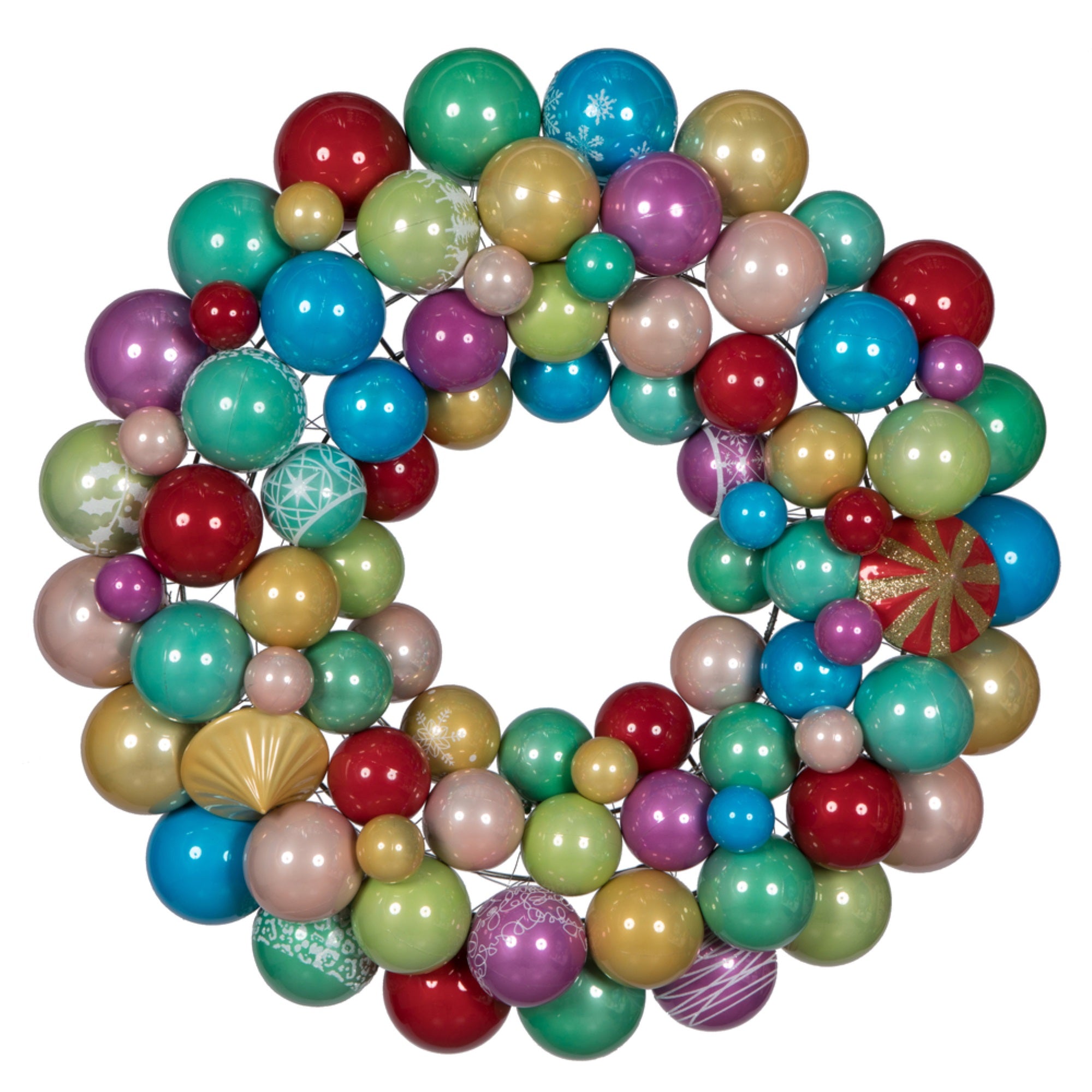 24” Pearlized Multi Asst Ornament Wreath