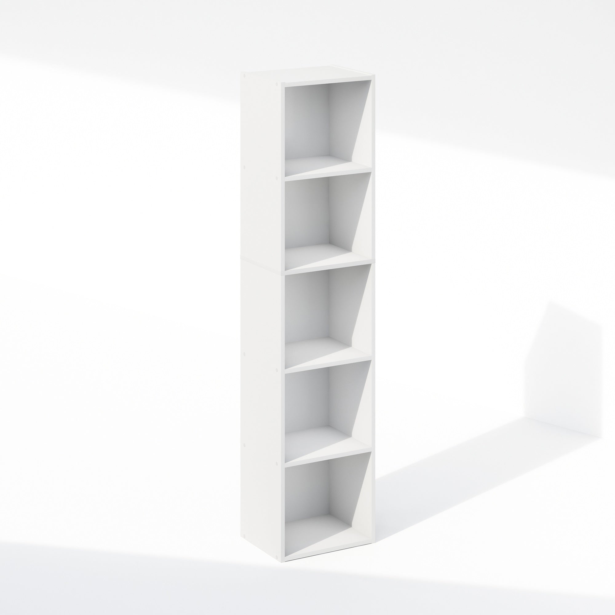 Furinno Reed 5-Tier Open Shelf Multipurpose Closet & Clothing Storage, Storage Organizer, White