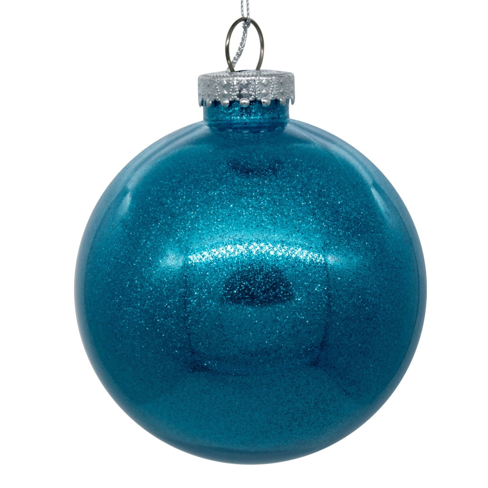 3” Turquoise Glitter Clear Ball 12/bag