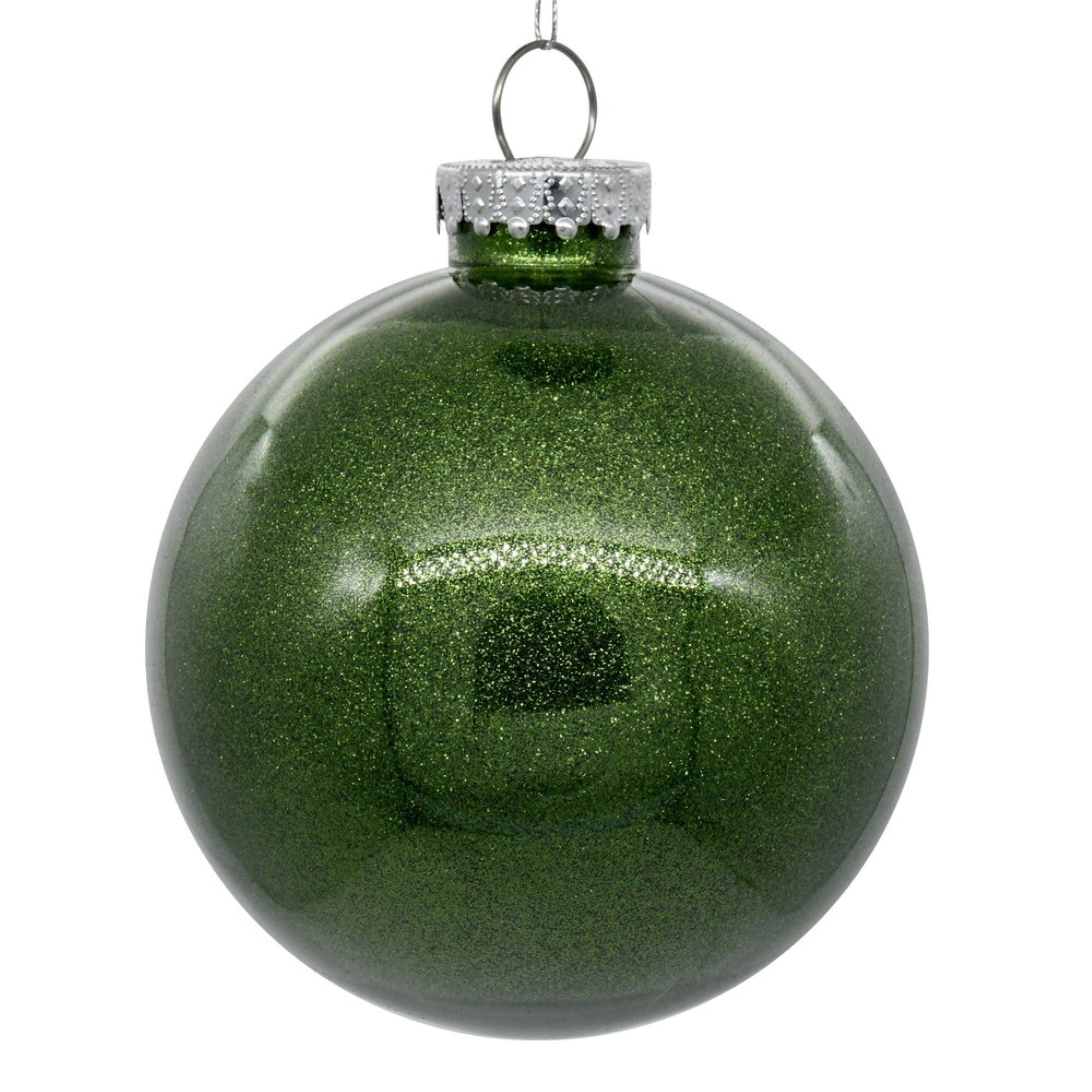 3” Moss Green Glitter Clear Ball 12/bag