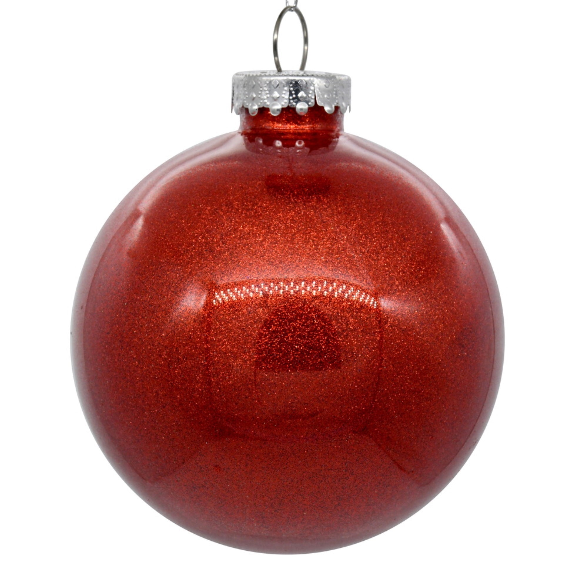 4” Red Glitter Clear Ball 6/bag