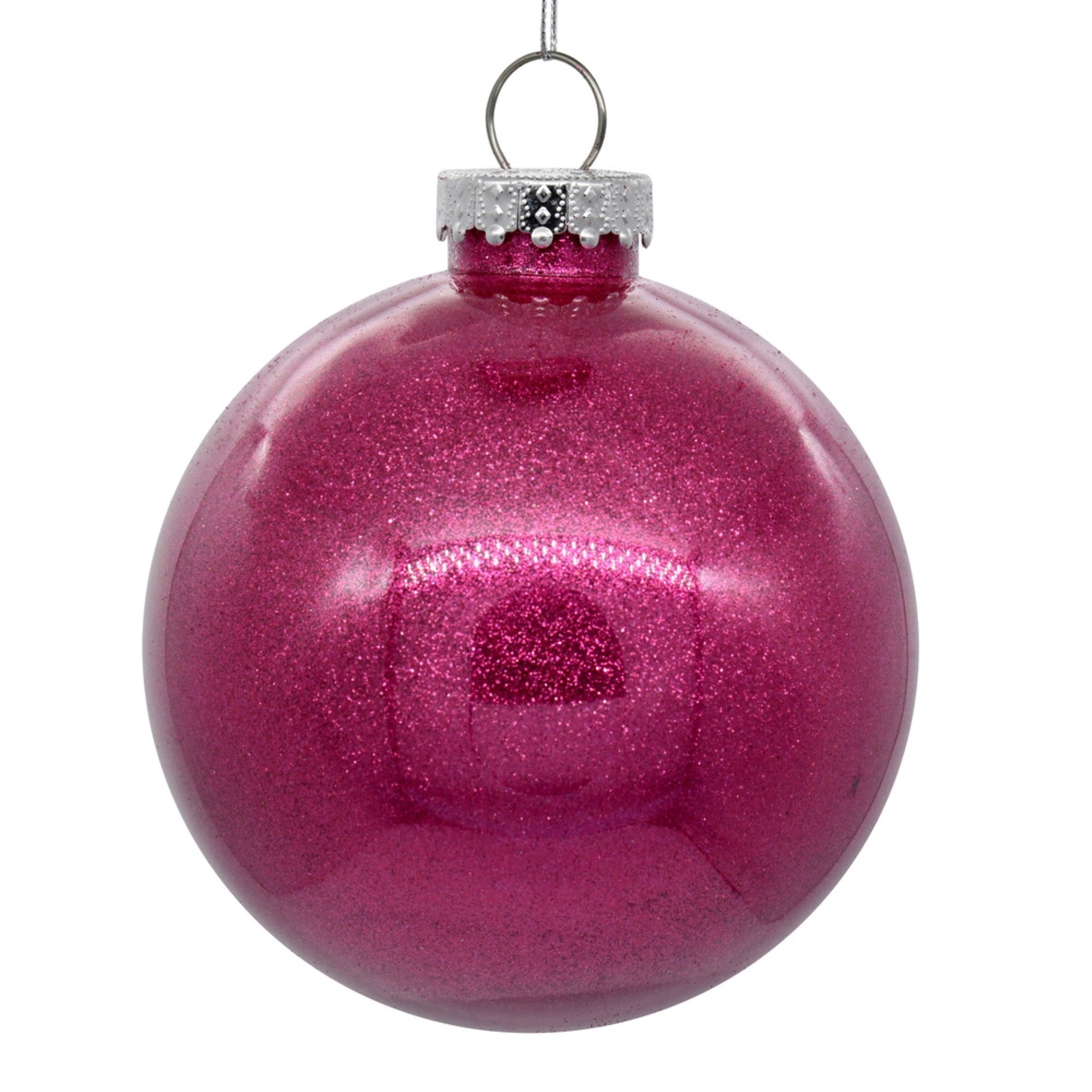 4” Berry Red Glitter Clear Ball 6/bag