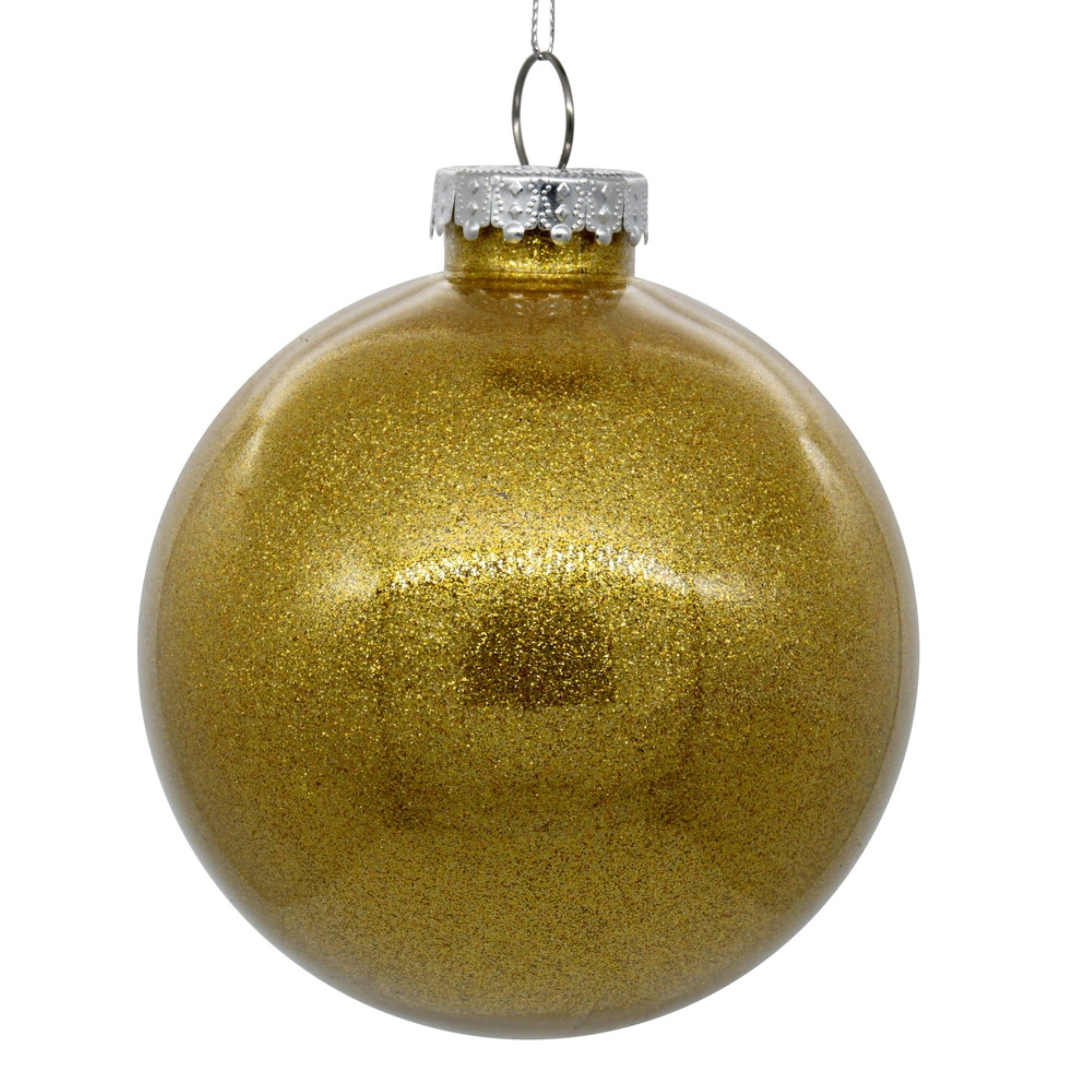 4” Honey Gold Glitter Clear Ball 6/bag
