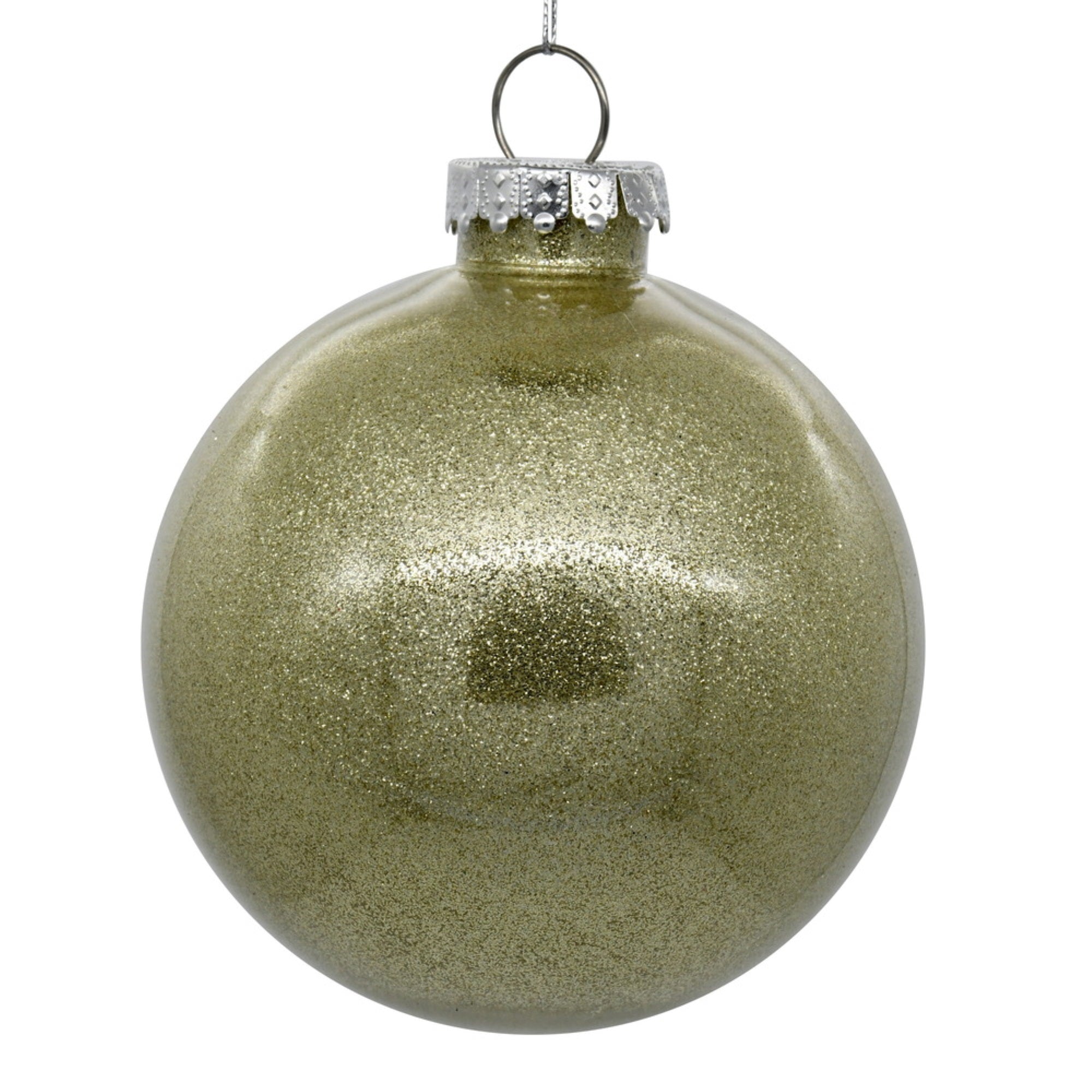 4” Champagne Glitter Clear Ball 6/bag