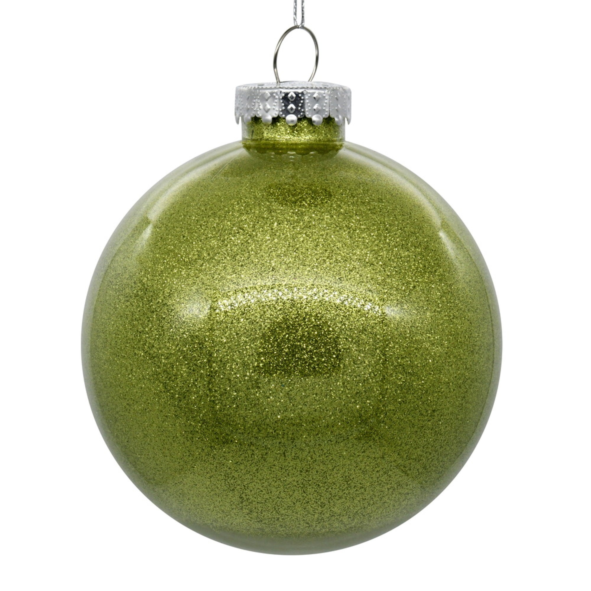 4” Lime Glitter Clear Ball 6/bag