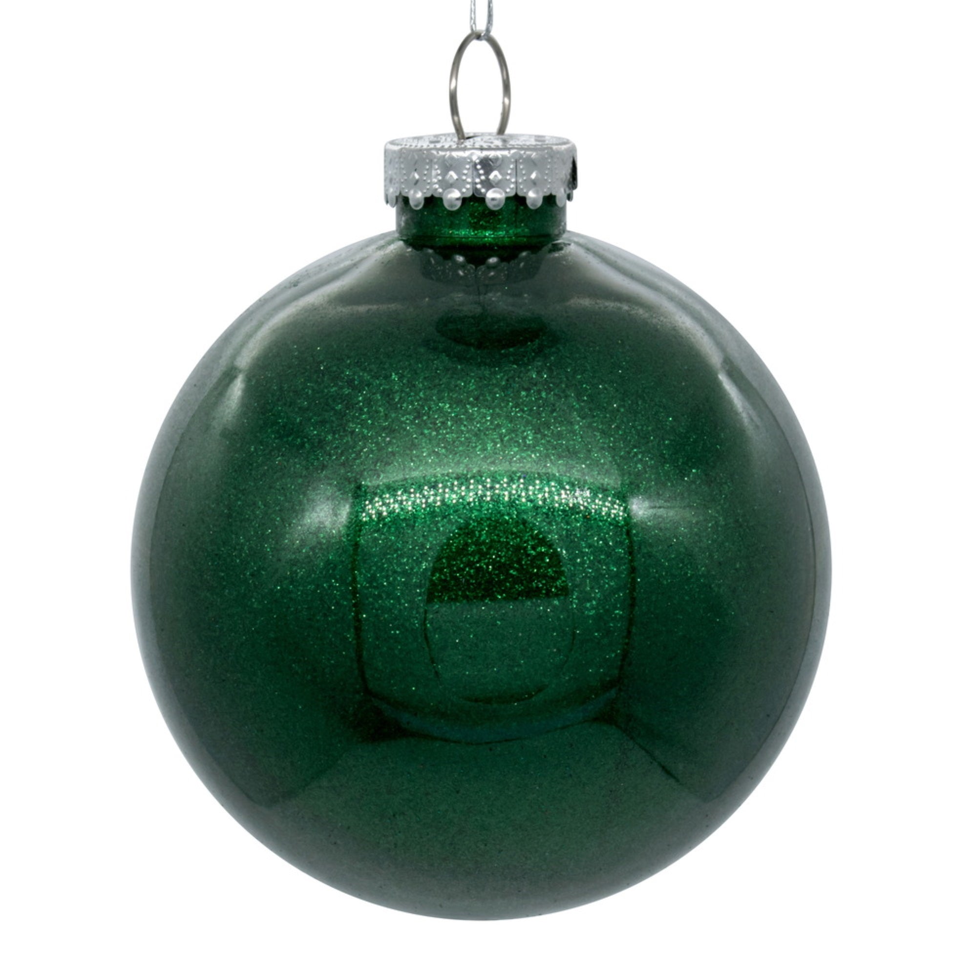 4.75” Emerald Glitter Clear Ball 4/bag