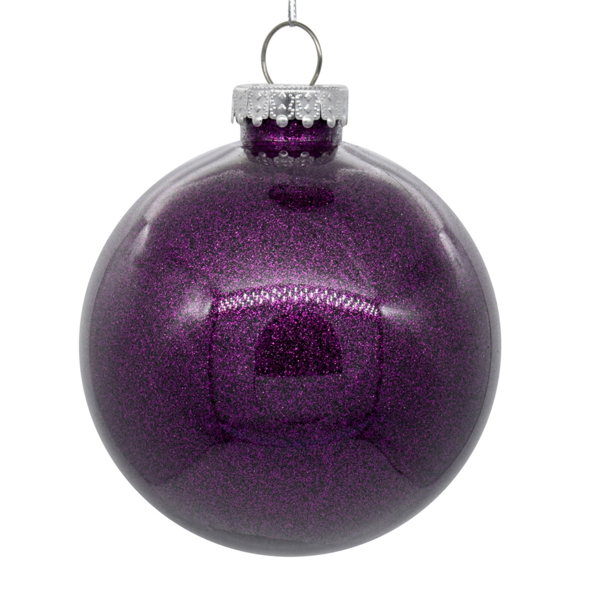 4.75” Plum Glitter Clear Ball 4/bag