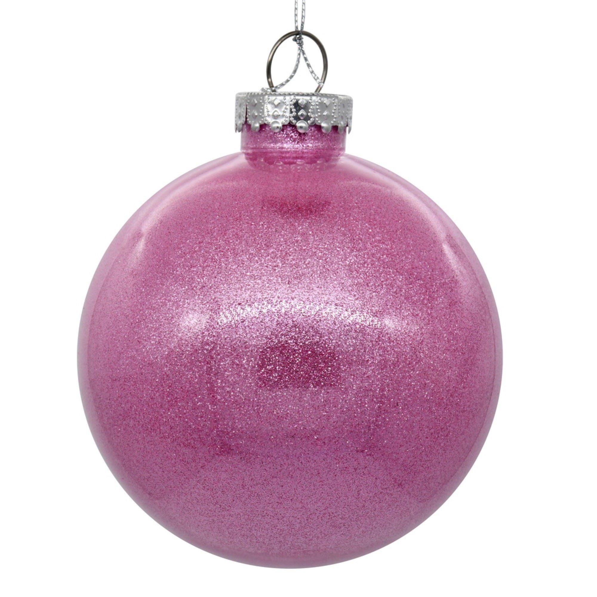 4.75” Pink Glitter Clear Ball 4/bag
