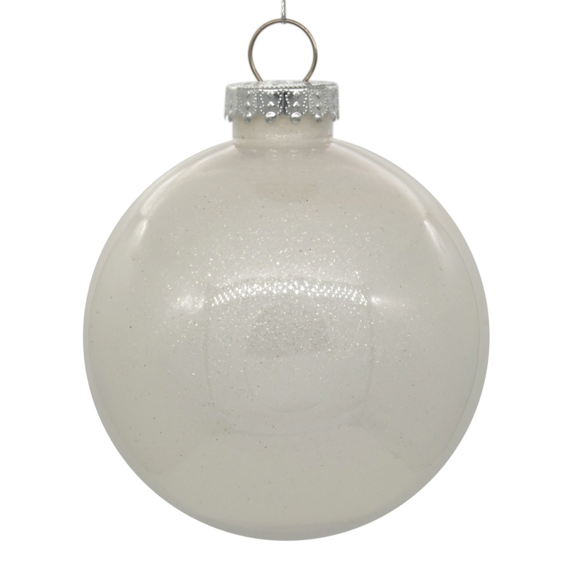 6” White Glitter Clear Ball 4/bag