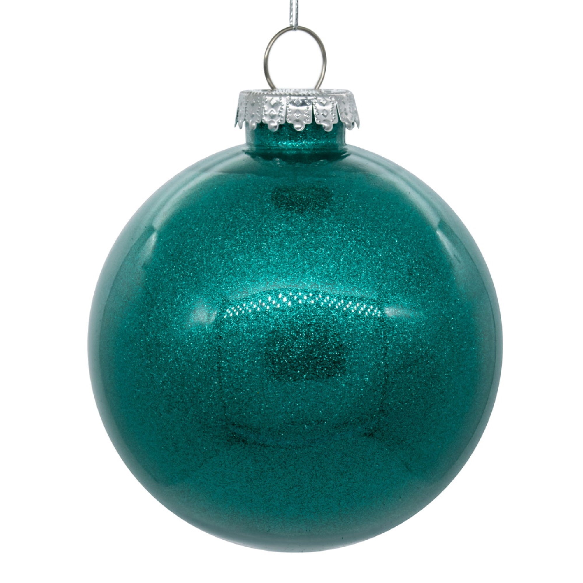 6” Teal Glitter Clear Ball 4/bag