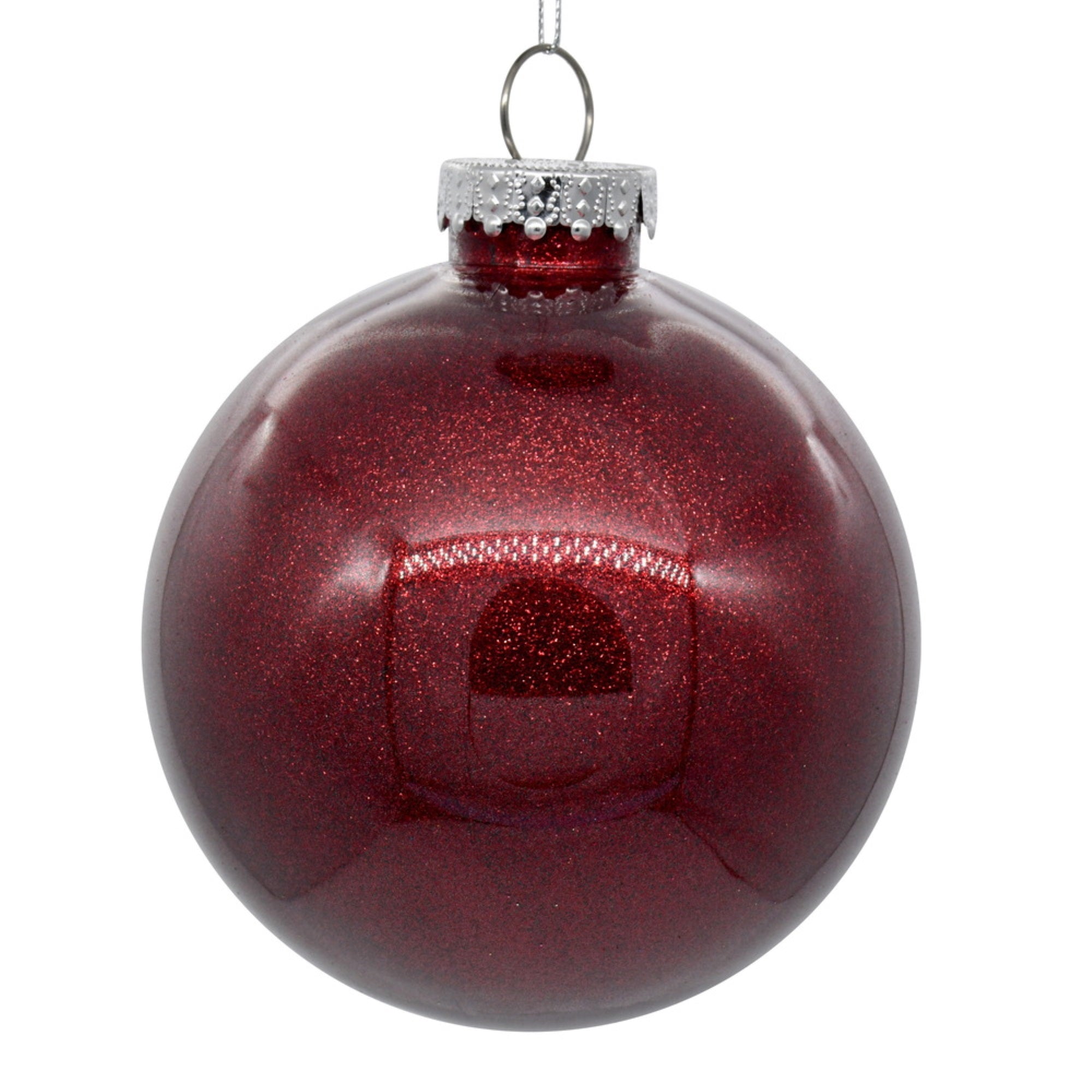 6” Burgundy Glitter Clear Ball 4/bag