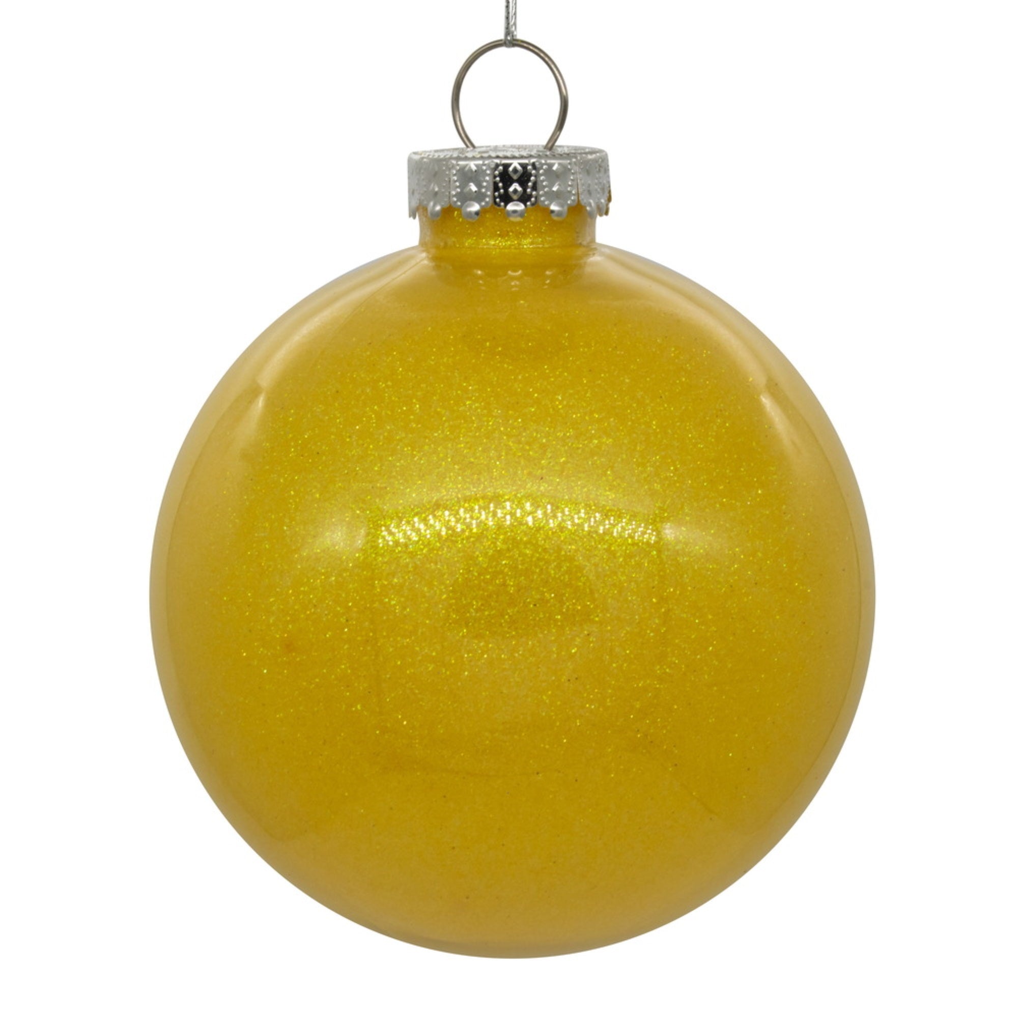 6” Yellow Glitter Clear Ball 4/bag