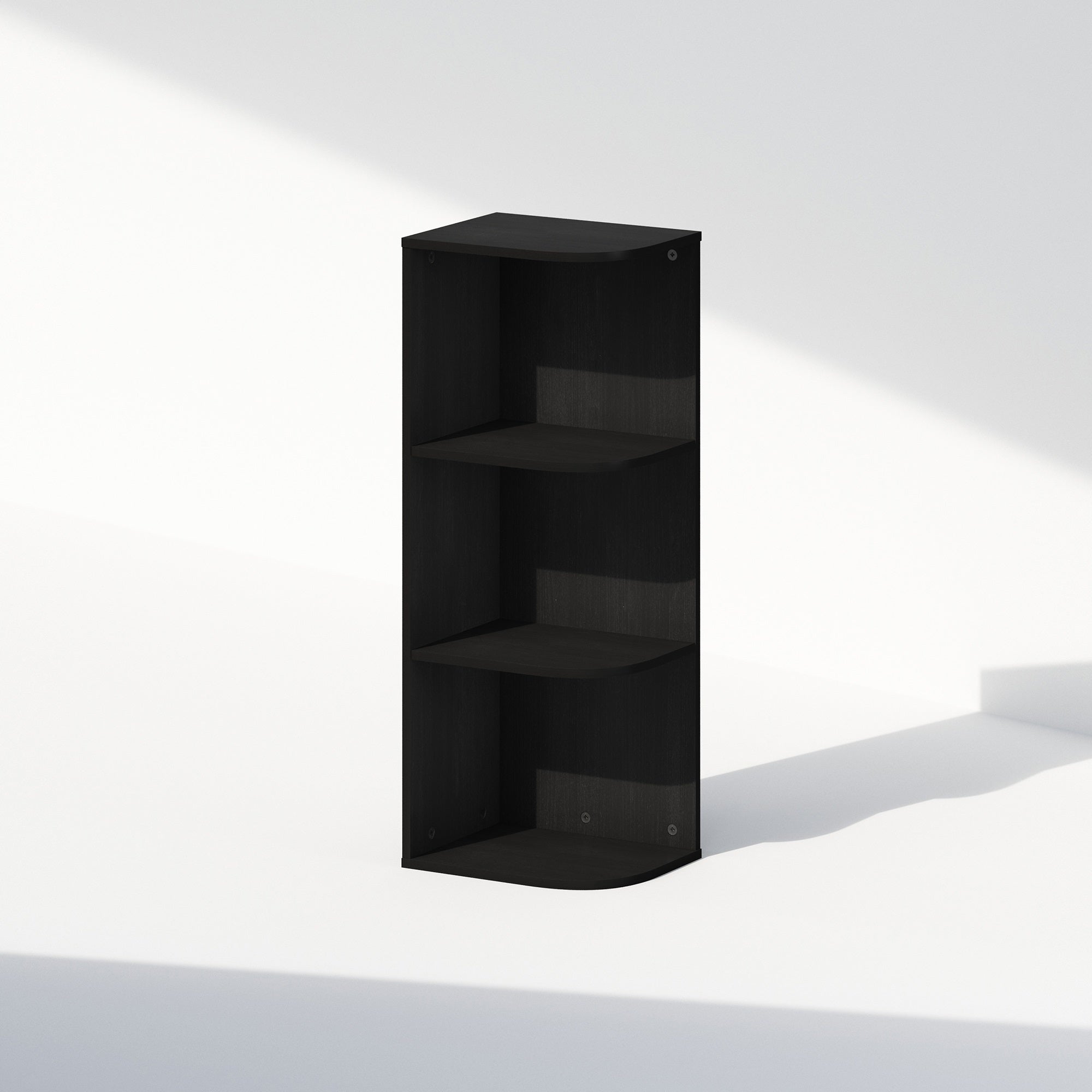 Furinno Reed 3-Tier Space Saving Corner Storage Display Shelf, Bookshelf, Blackwood