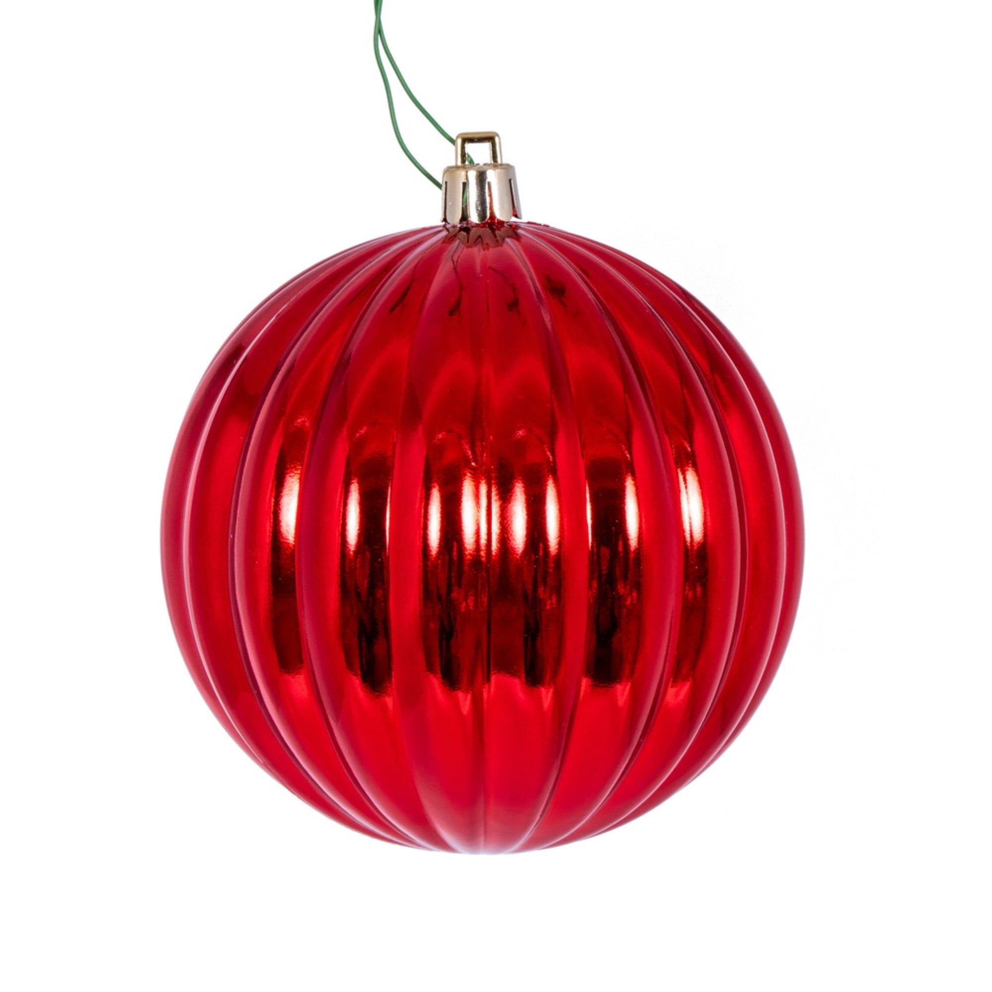 Vickerman 4” Red Shiny Lined Ball Ornament 6 per Bag.