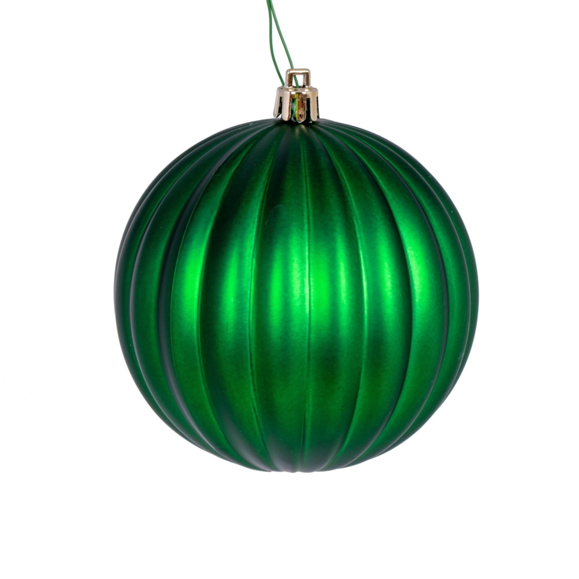Vickerman 4” Green Matte Lined Ball Ornament 6 per Bag.