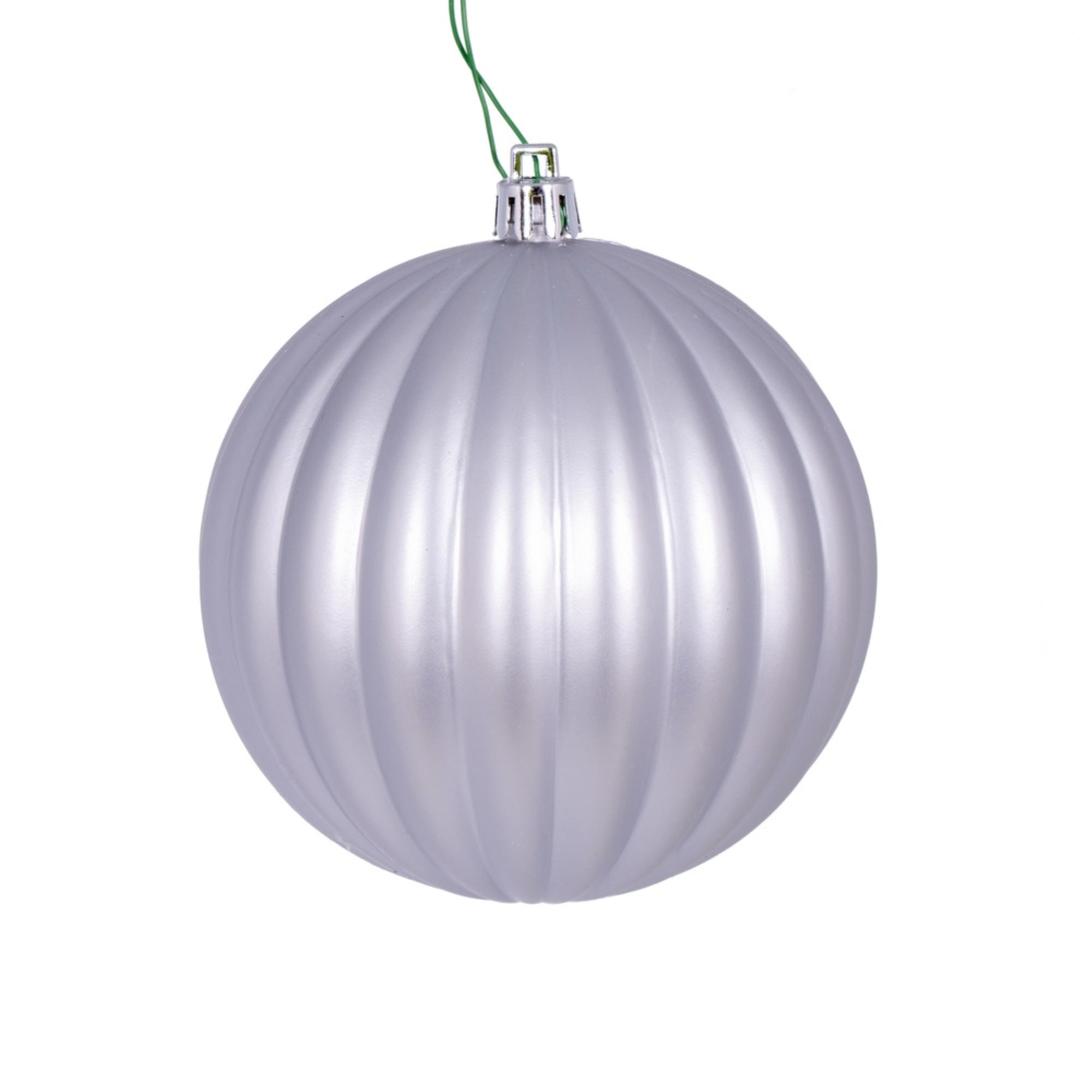 Vickerman 4″ Silver Matte Lined Ball Ornament 6 per Bag.
