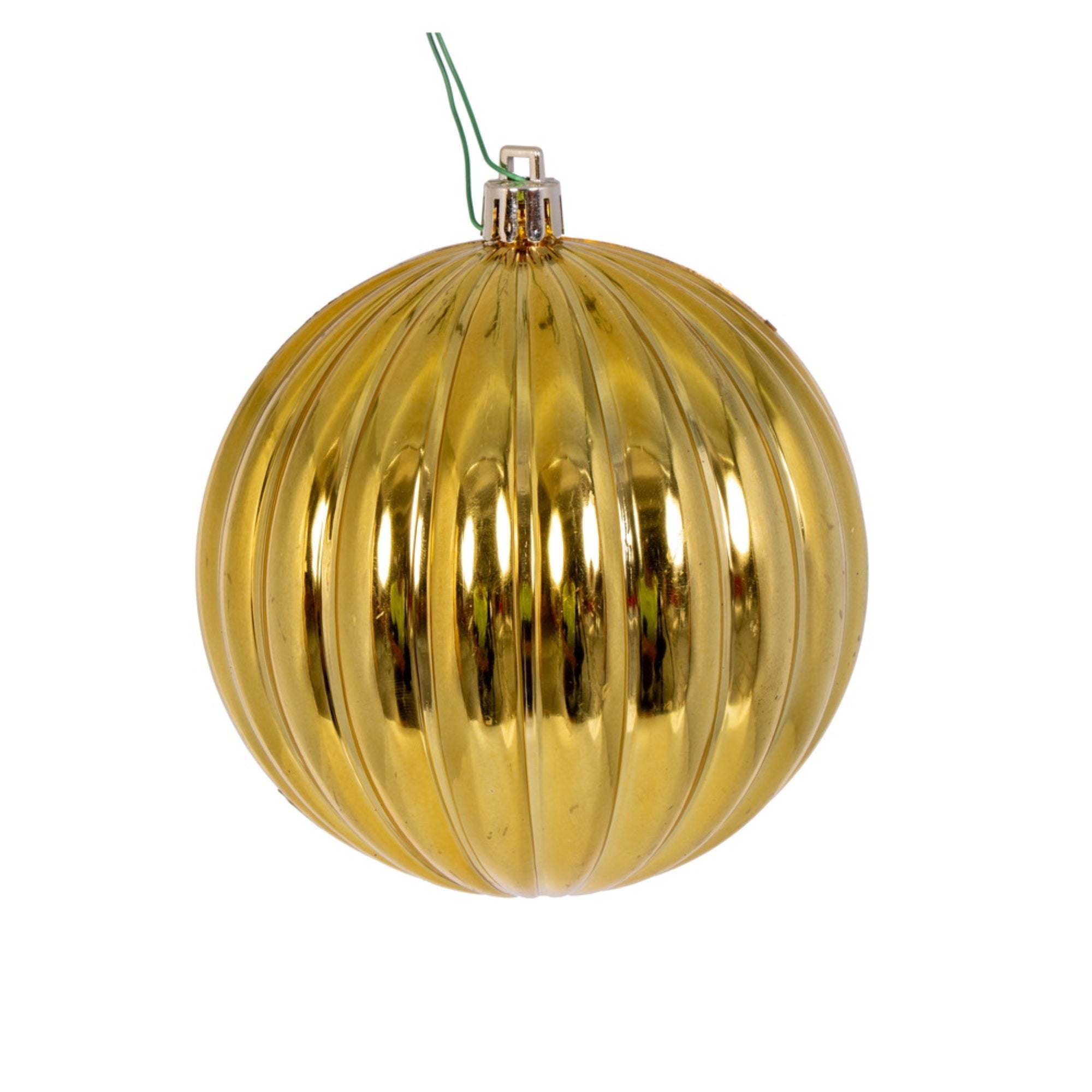 Vickerman 4” Gold Shiny Lined Ball Ornament 6 per Bag.