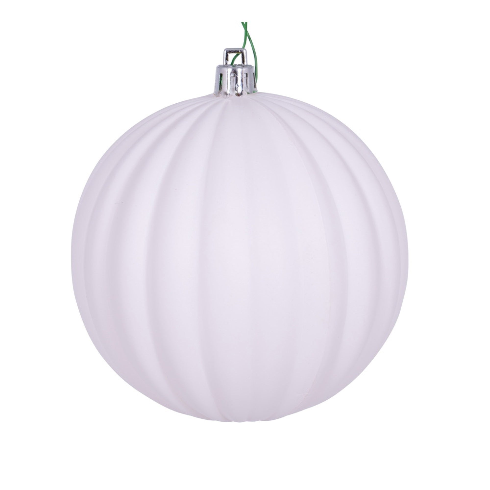 Vickerman 4” White Matte Lined Ball Ornament 6 per Bag.