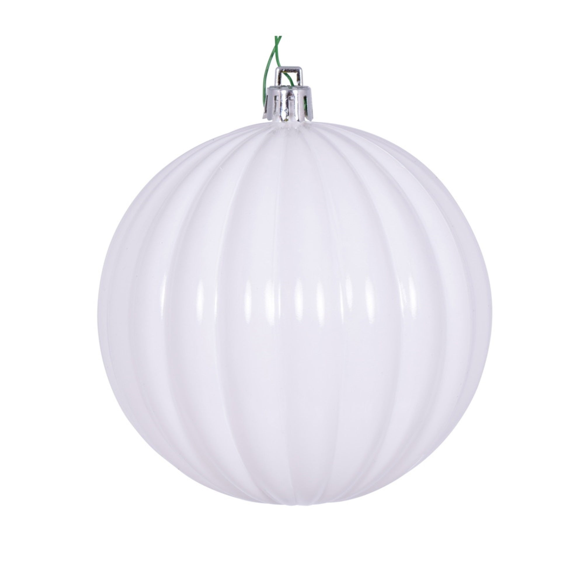 Vickerman 4” White Shiny Lined Ball Ornament 6 per Bag.