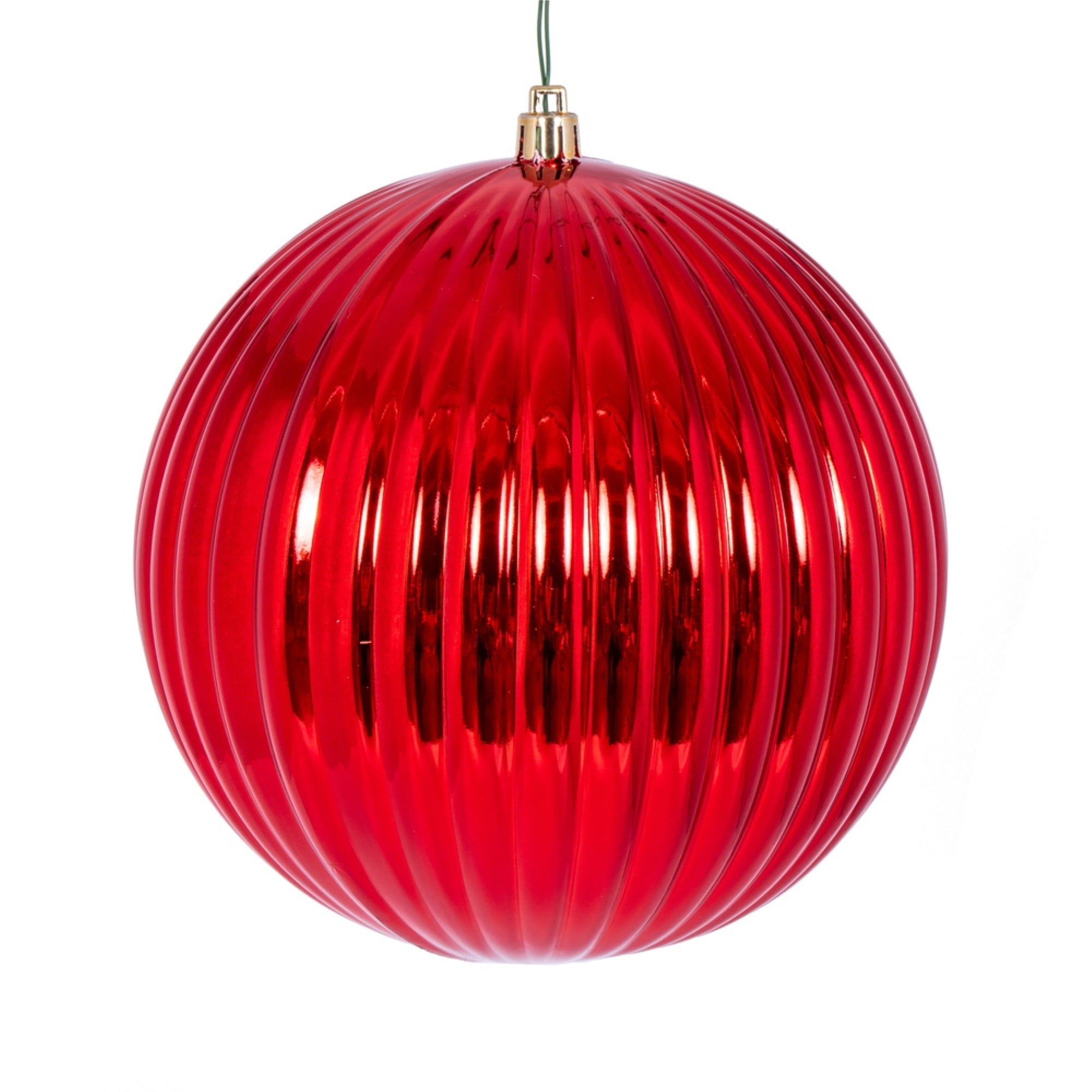 Vickerman 6″ Red Shiny Lined Ball Ornament 4 per Bag.