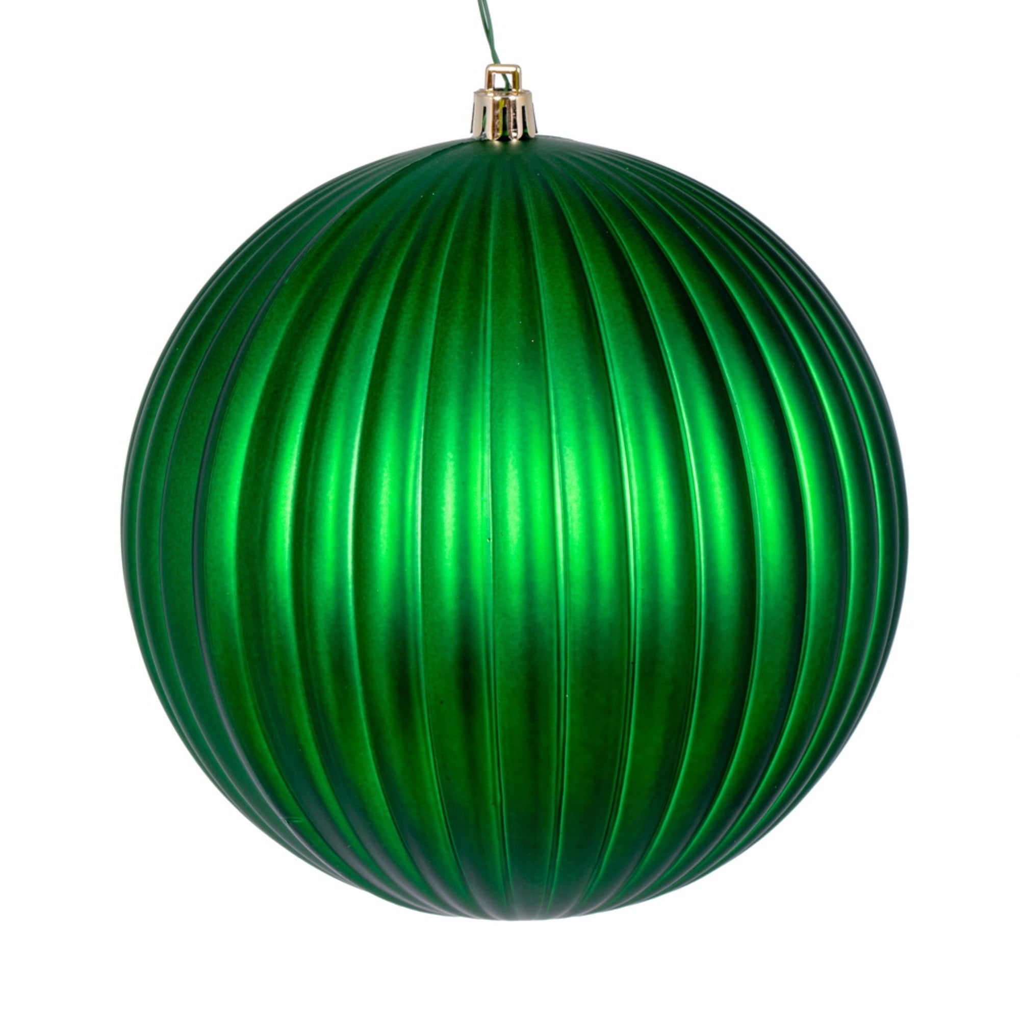 Vickerman 6″ Green Matte Lined Ball Ornament 4 per Bag.