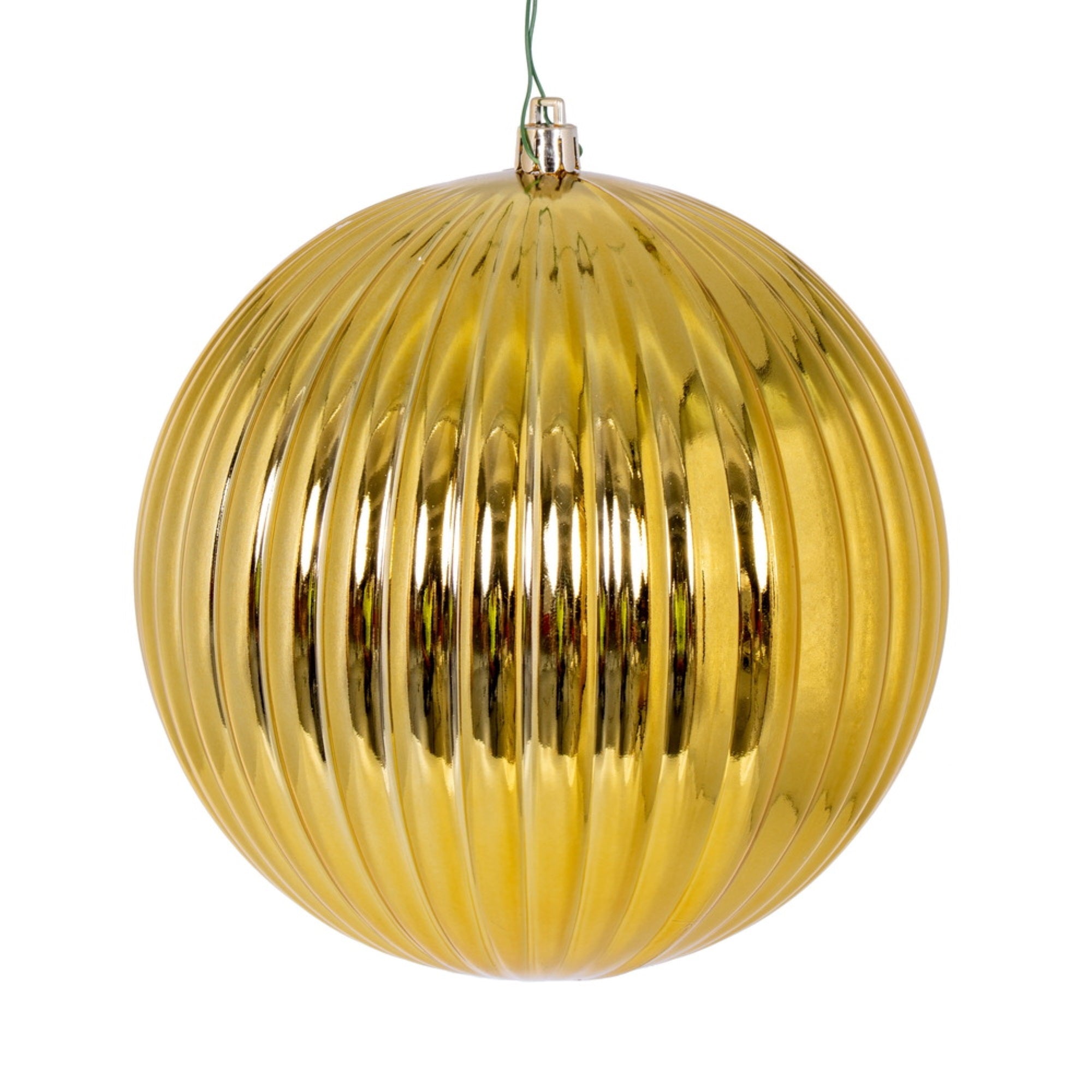 Vickerman 6″ Gold Shiny Lined Ball Ornament 4 per Bag.