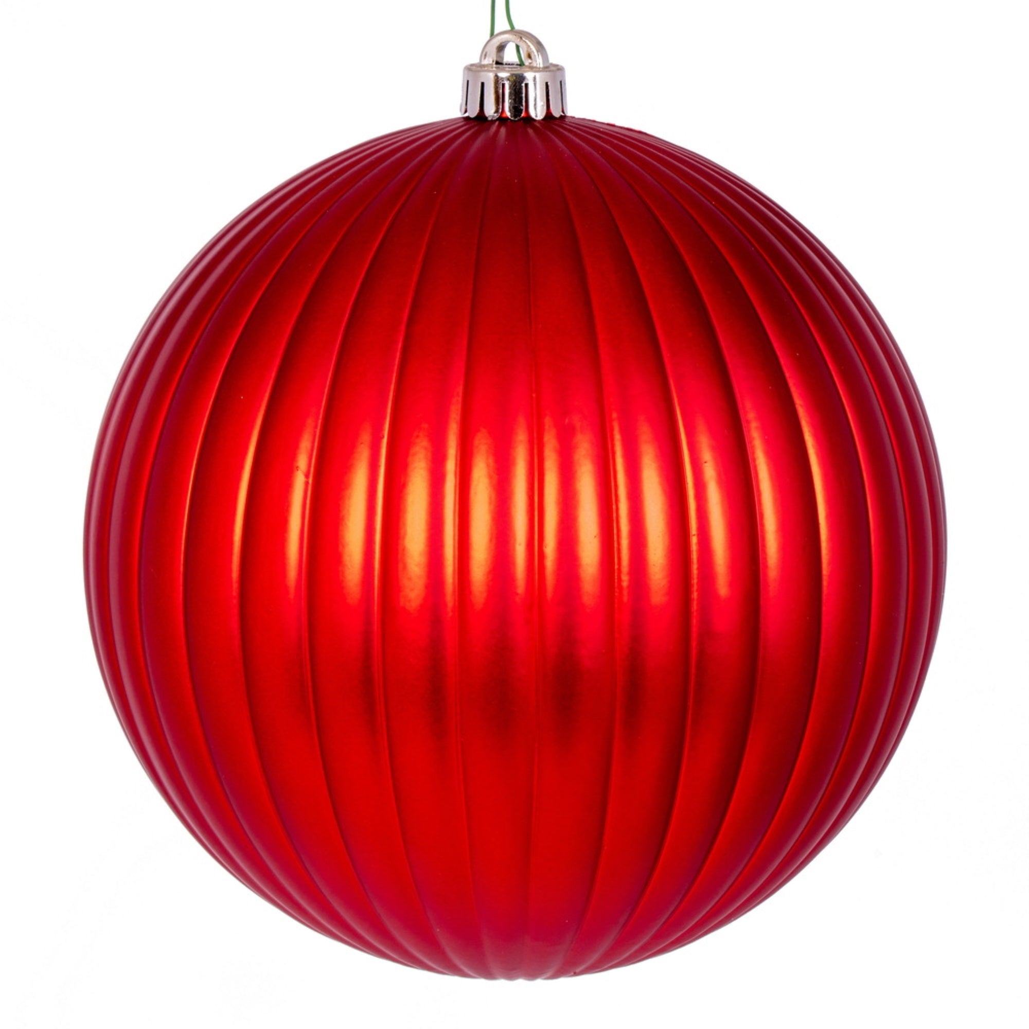 Vickerman 8” Red Matte Lined Ball Ornament 1 per Bag.