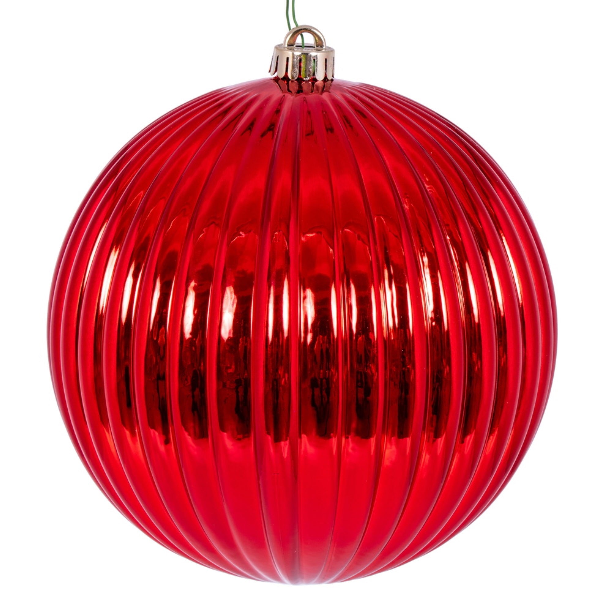 Vickerman 8″ Red Shiny Lined Ball Ornament