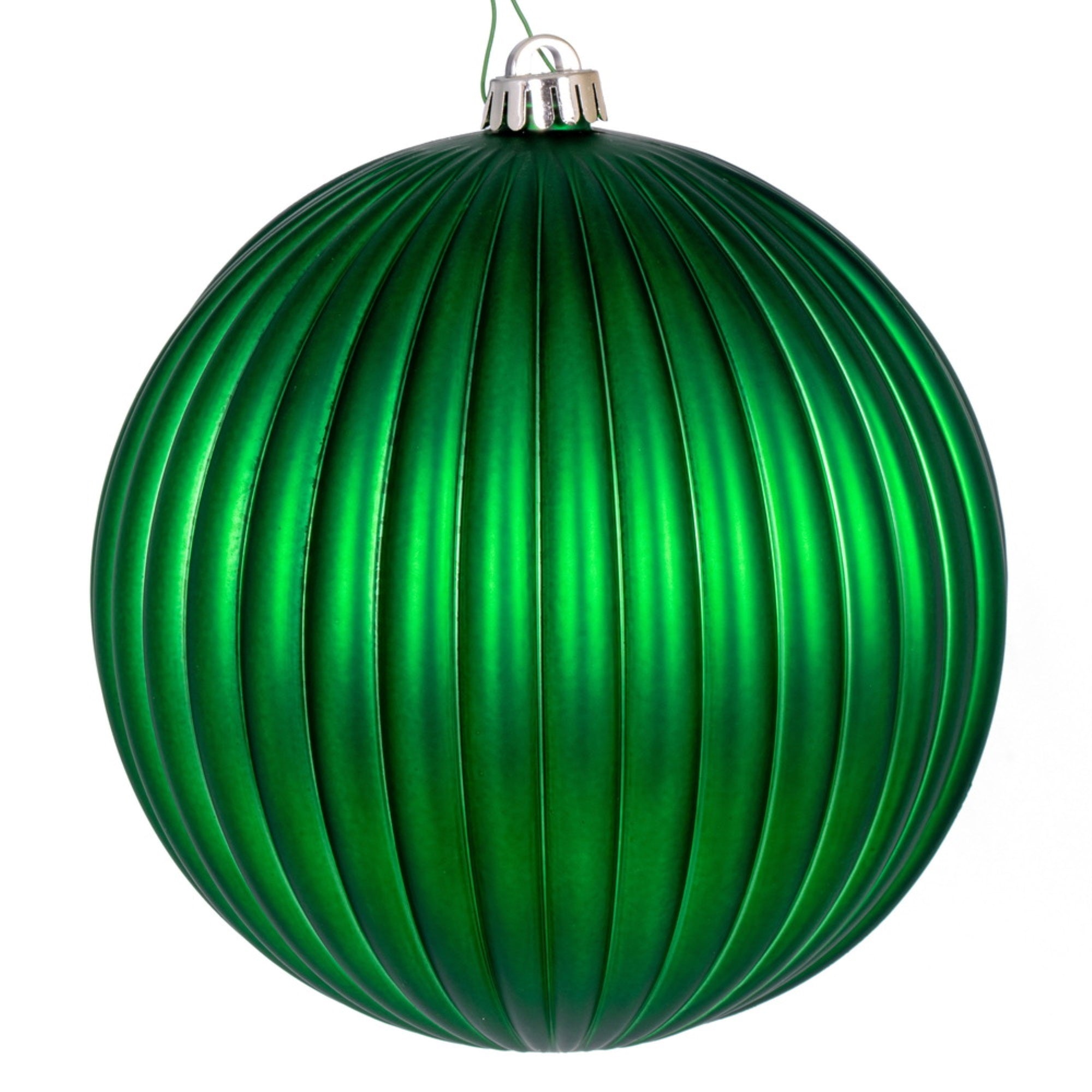 Vickerman 8″ Green Matte Lined Ball Ornament 1 per Bag.